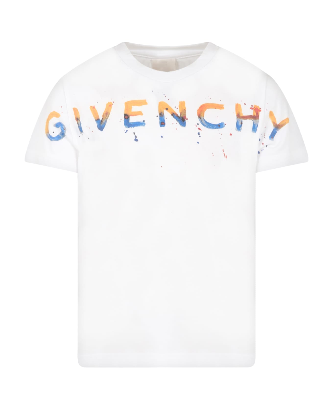 Givenchy White T-shirt For Boy With Multicolor Logo - Bianco