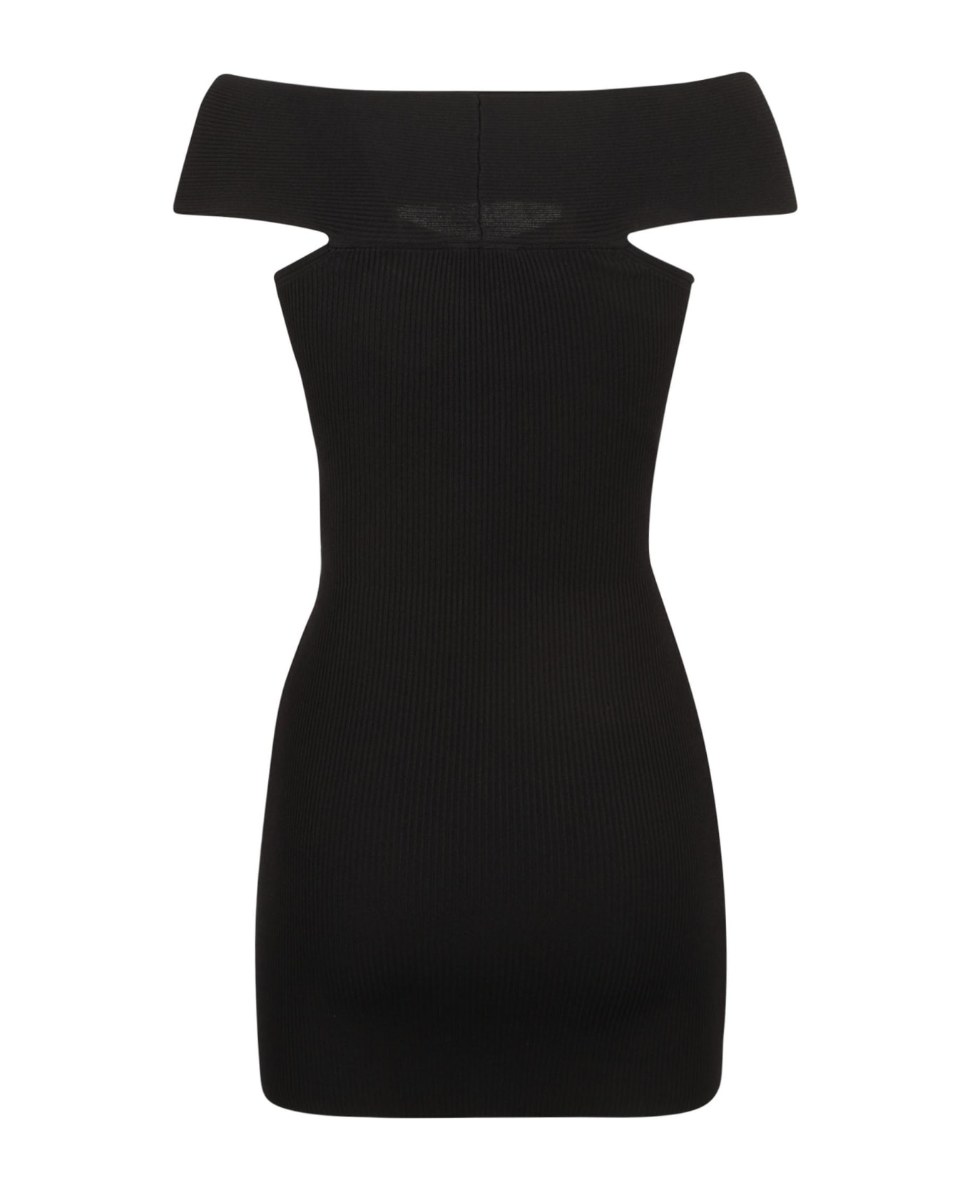 Elisabetta Franchi Logo Plaque Off-shoulder Knit Mini Dress Elisabetta Franchi - BLACK