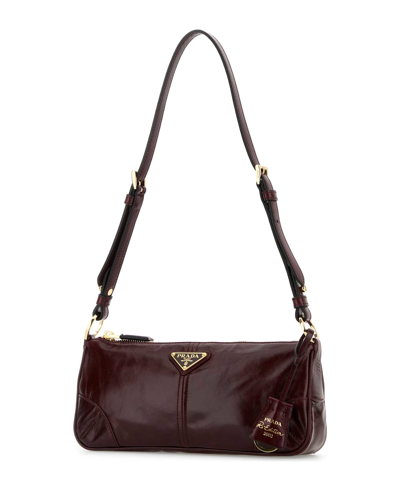 Prada Burgundy Leather Shoulder Bag - BORDEAUX N