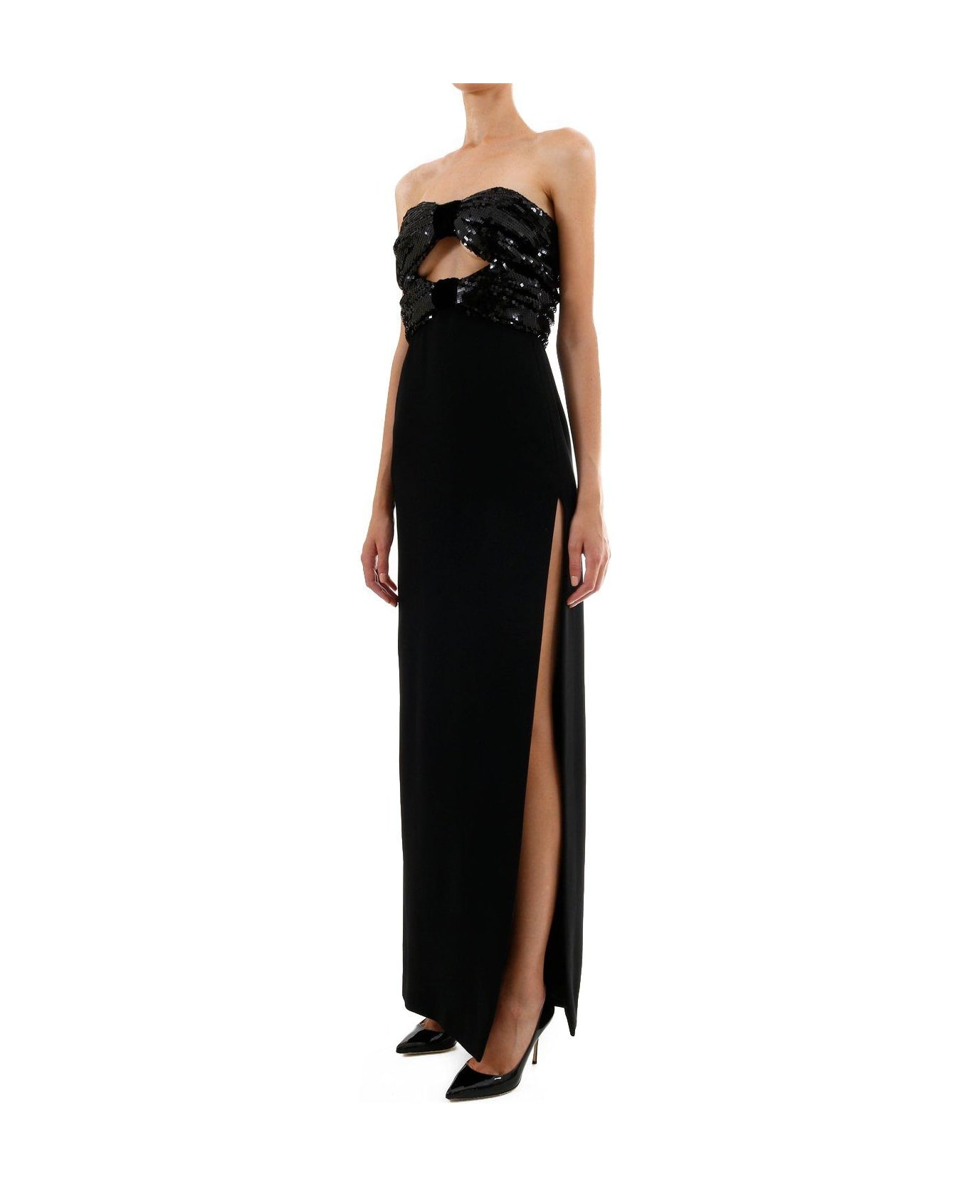 Saint Laurent Sequinned Maxi Dress - Black ワンピース＆ドレス