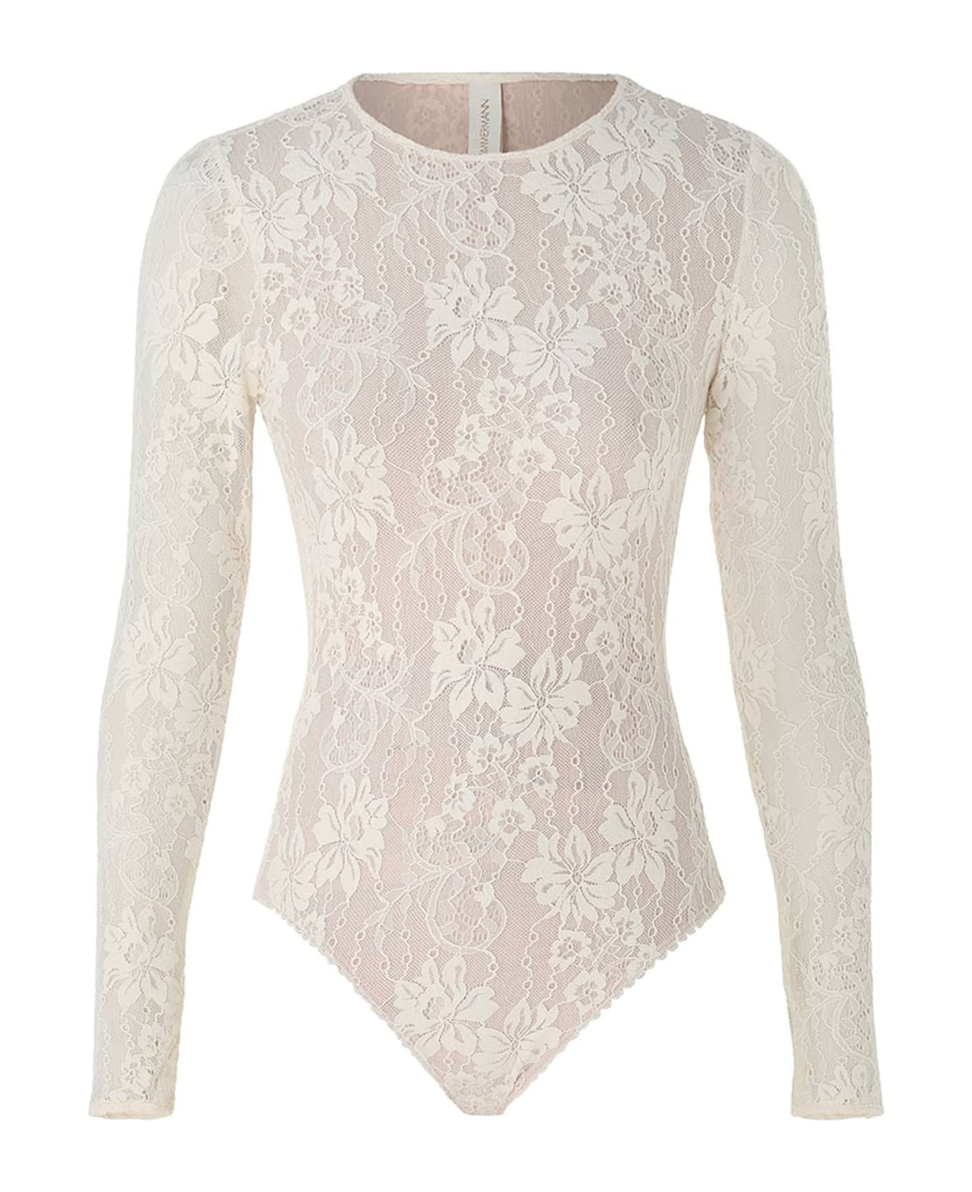 Zimmermann Lace Bodysuit In Cream - Beige
