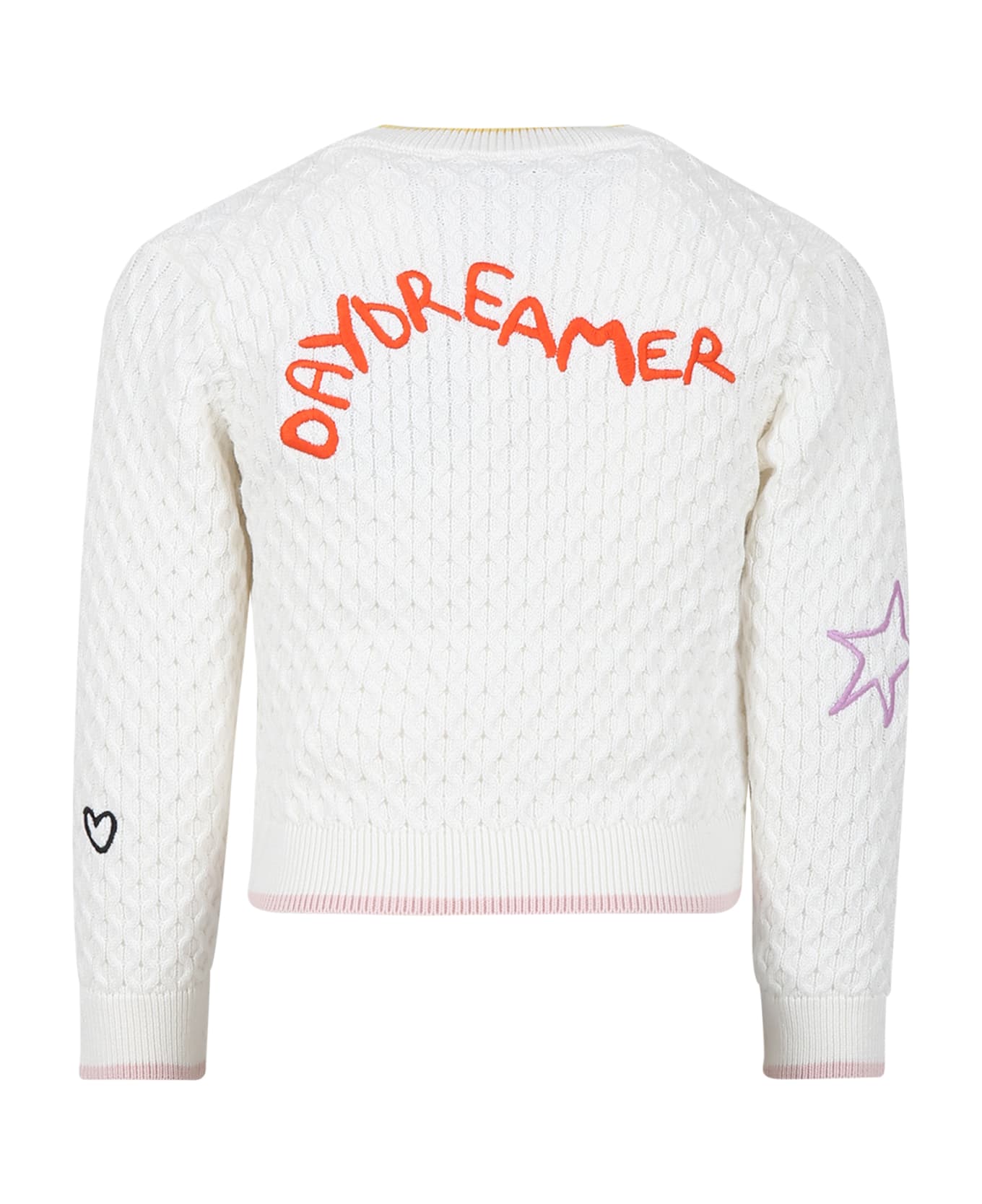 Stella McCartney Kids Ivory Sweater For Girl With Embroidery - Ivory ニットウェア＆スウェットシャツ