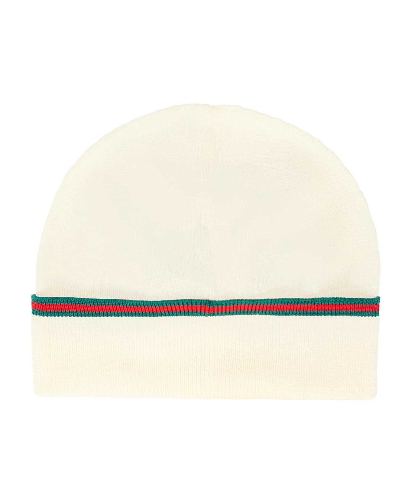 Gucci Ivory Hat For Babykids With Web Detail - Ivory
