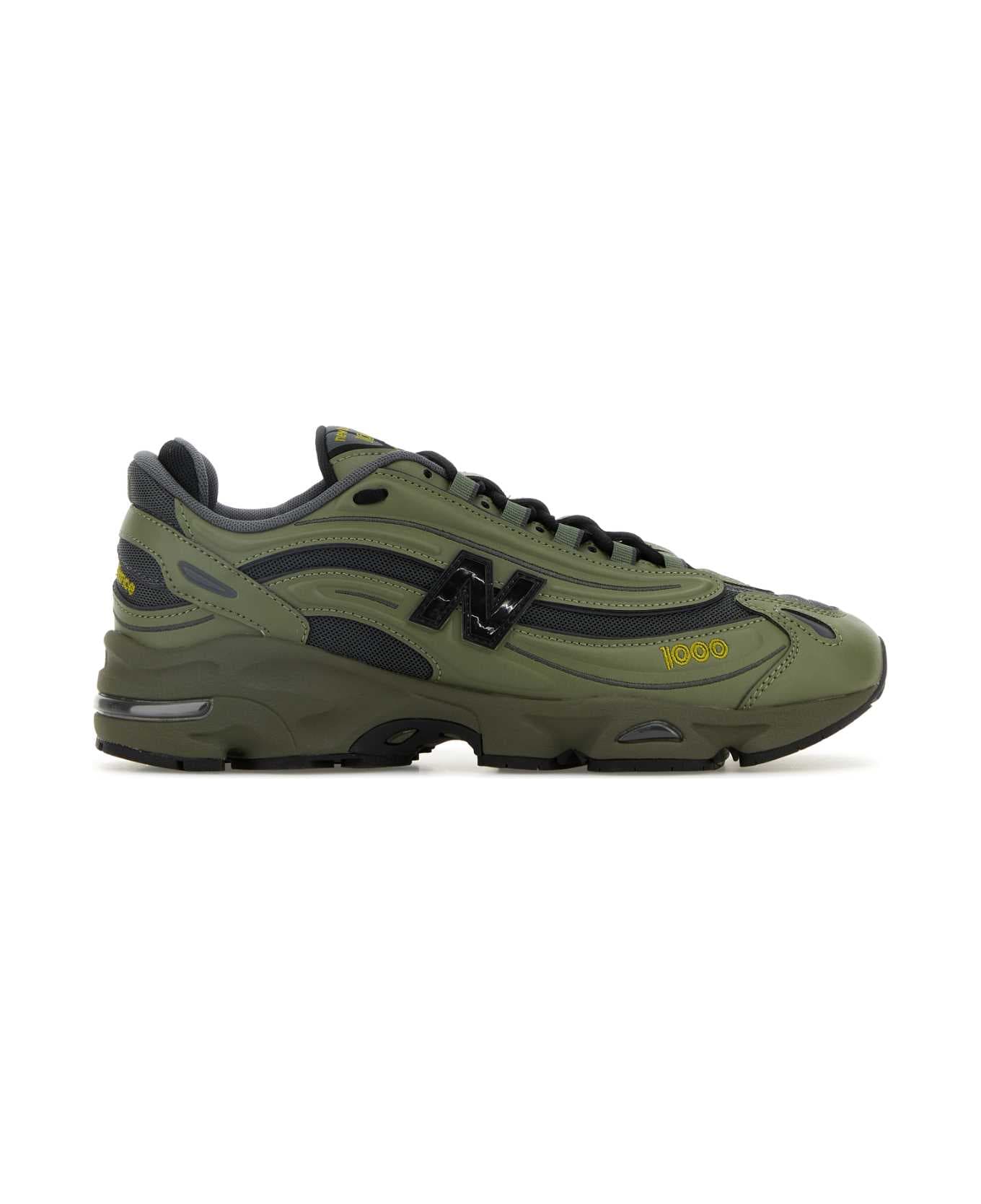 New Balance Multicolor Rubber And Mesh 1000 Sneakers - DARKOLIVINE