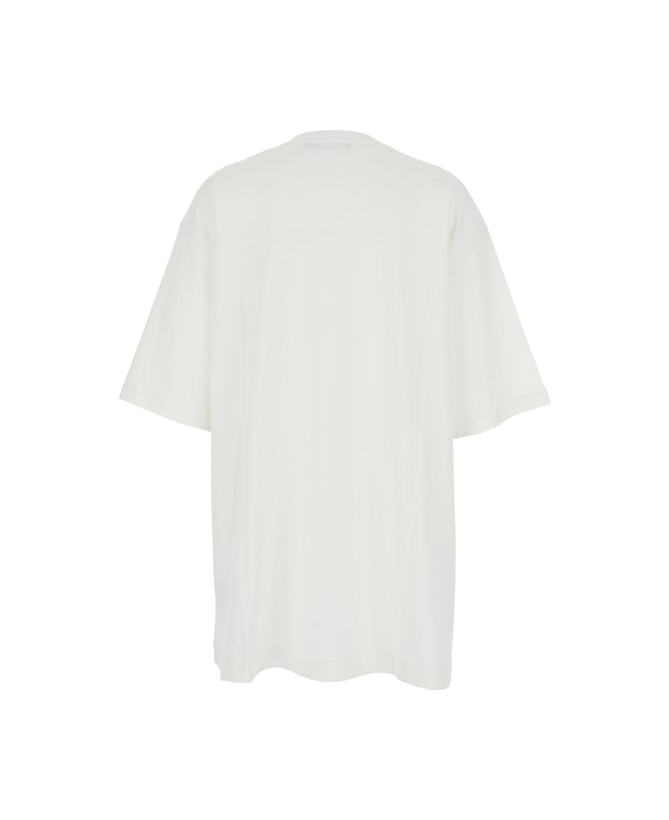 Dolce 
Gabbana White Crew Neck T-shirt With Maxi Print On The Front In Cotton Woman - White