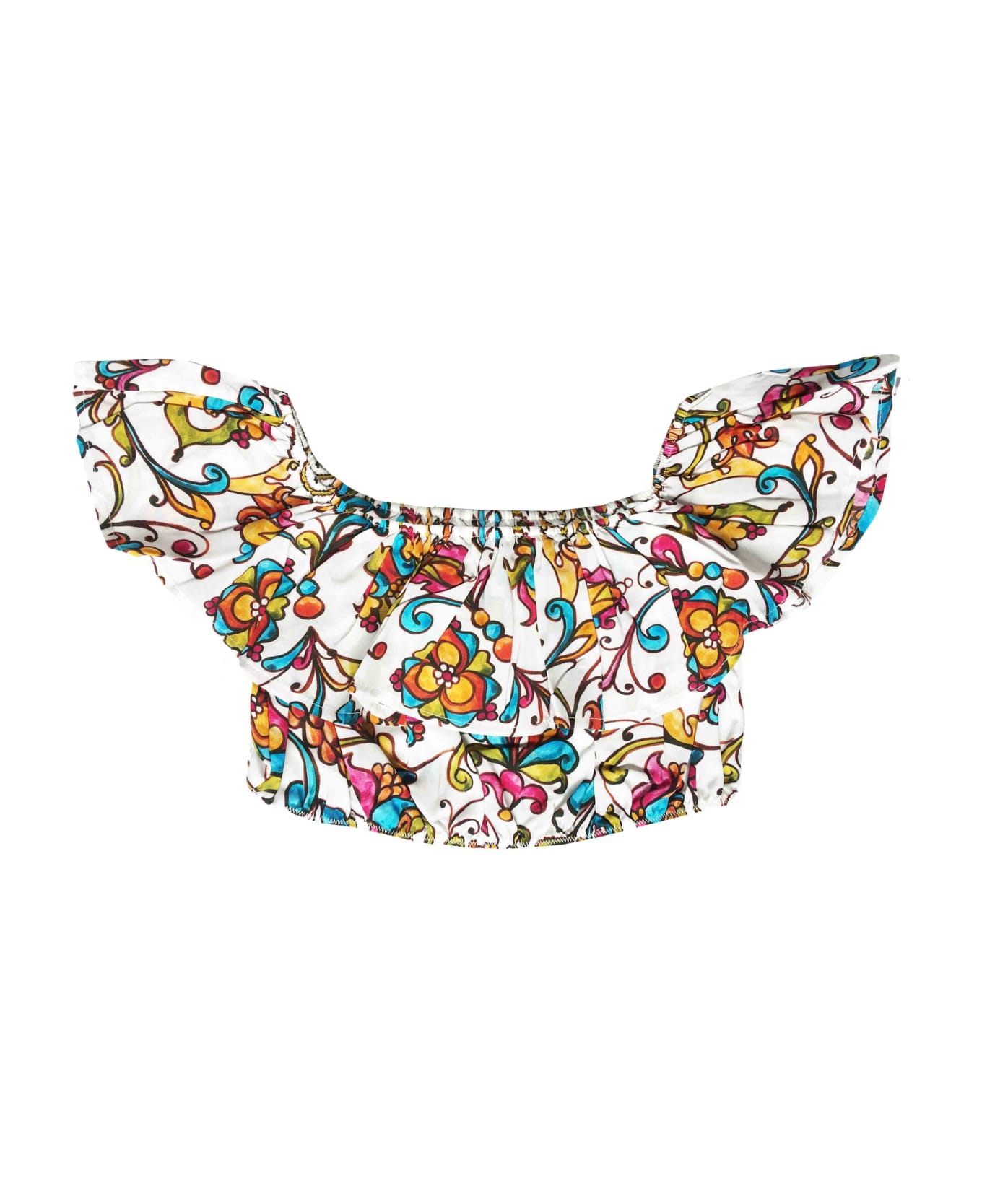 MC2 Saint Barth Girl Crop Top With Ruffle - MULTICOLOR