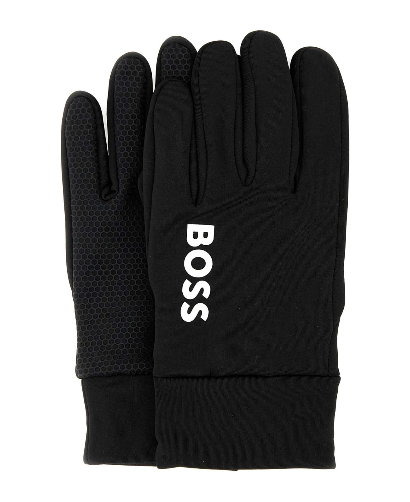 Hugo Boss Black Stretch Polyester Gloves - BLACK