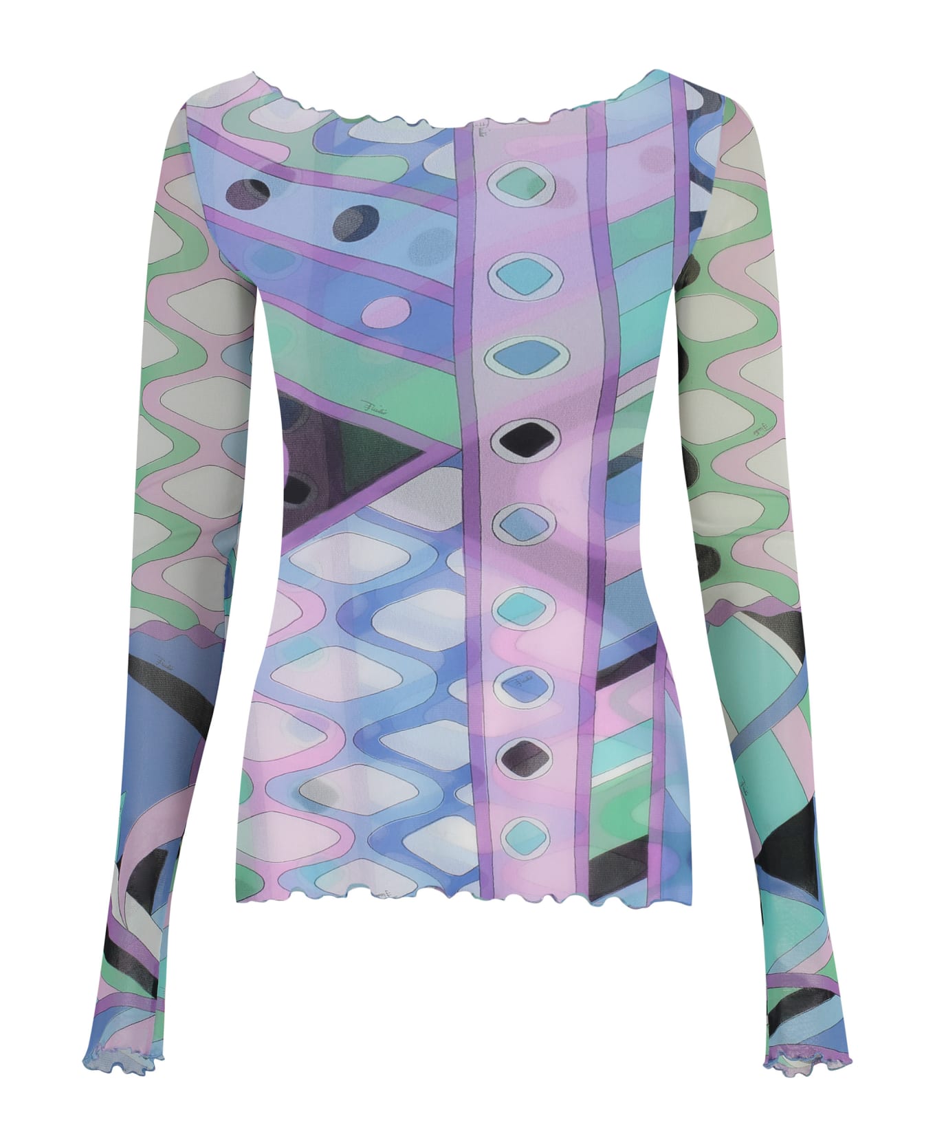 Pucci Printed Long-sleeve Top - BLUE Tシャツ
