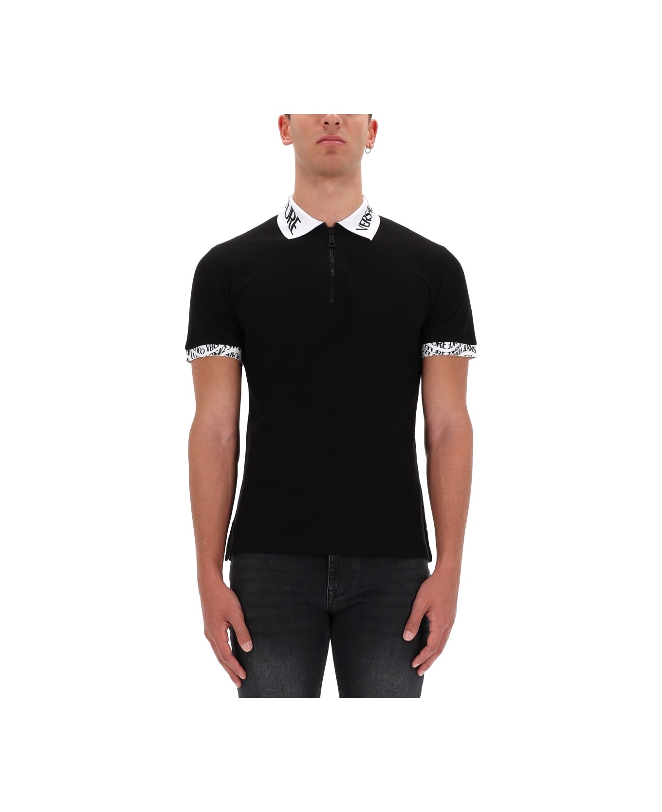 Versace Jeans Couture Slim Polo. - BLACK