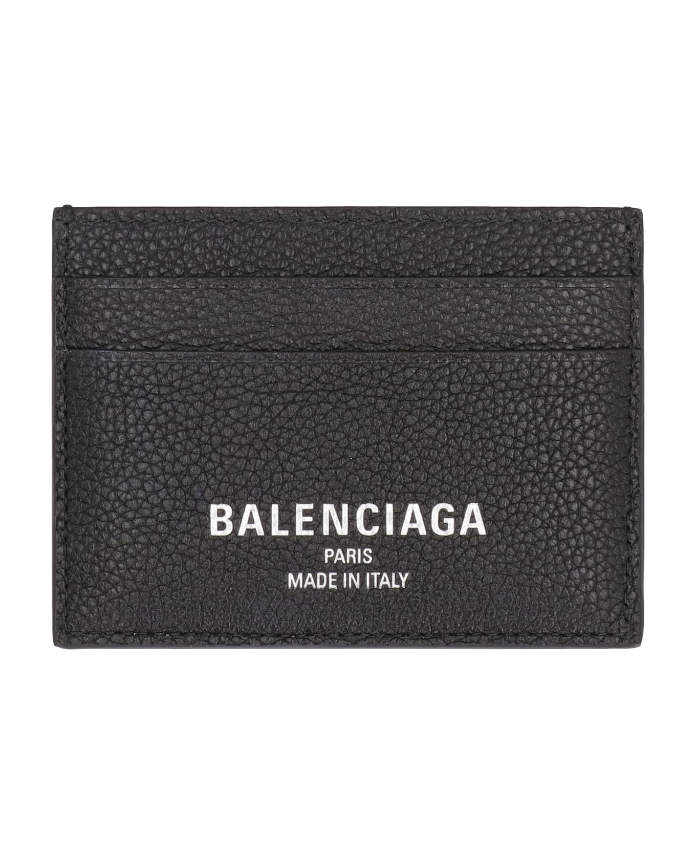 Balenciaga Pebbled Calfskin Card Holder - black