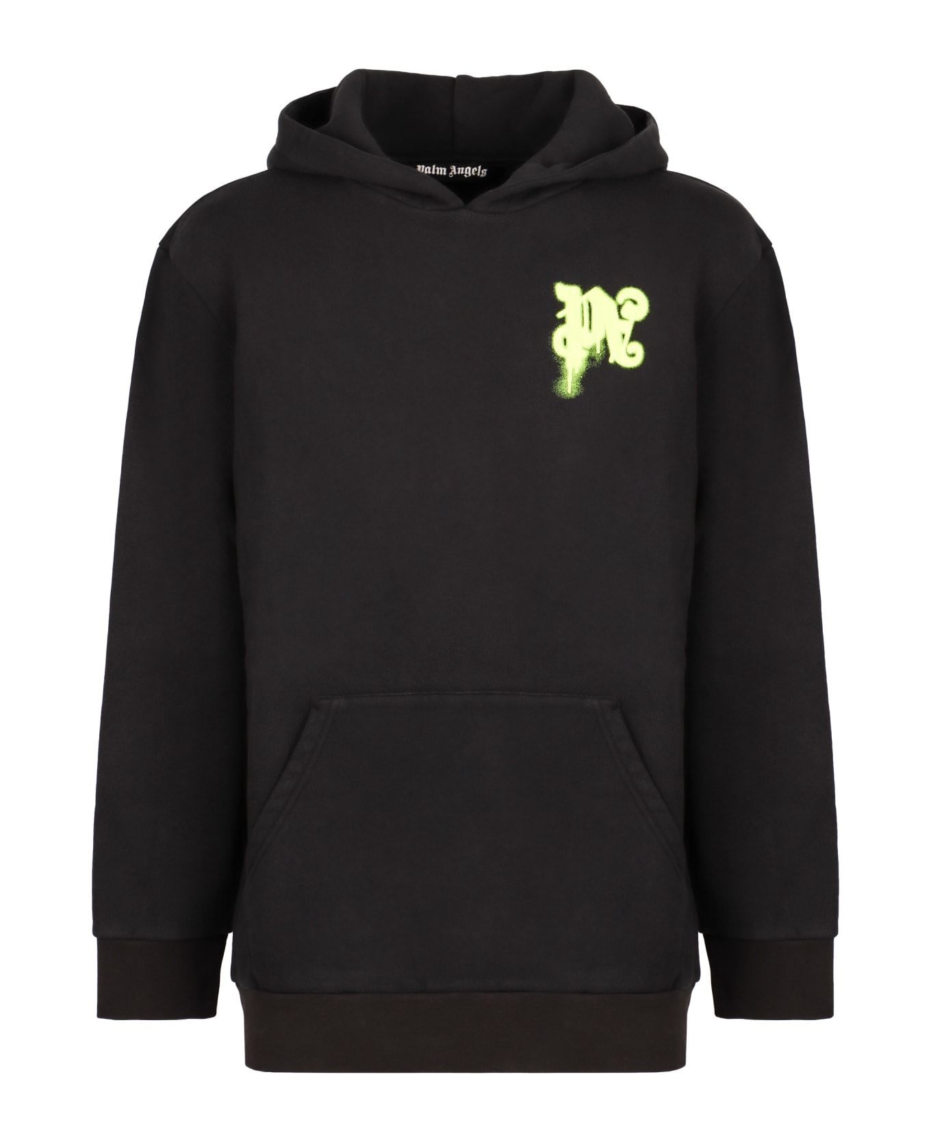 Palm Angels Logo Cotton Hoodie - black