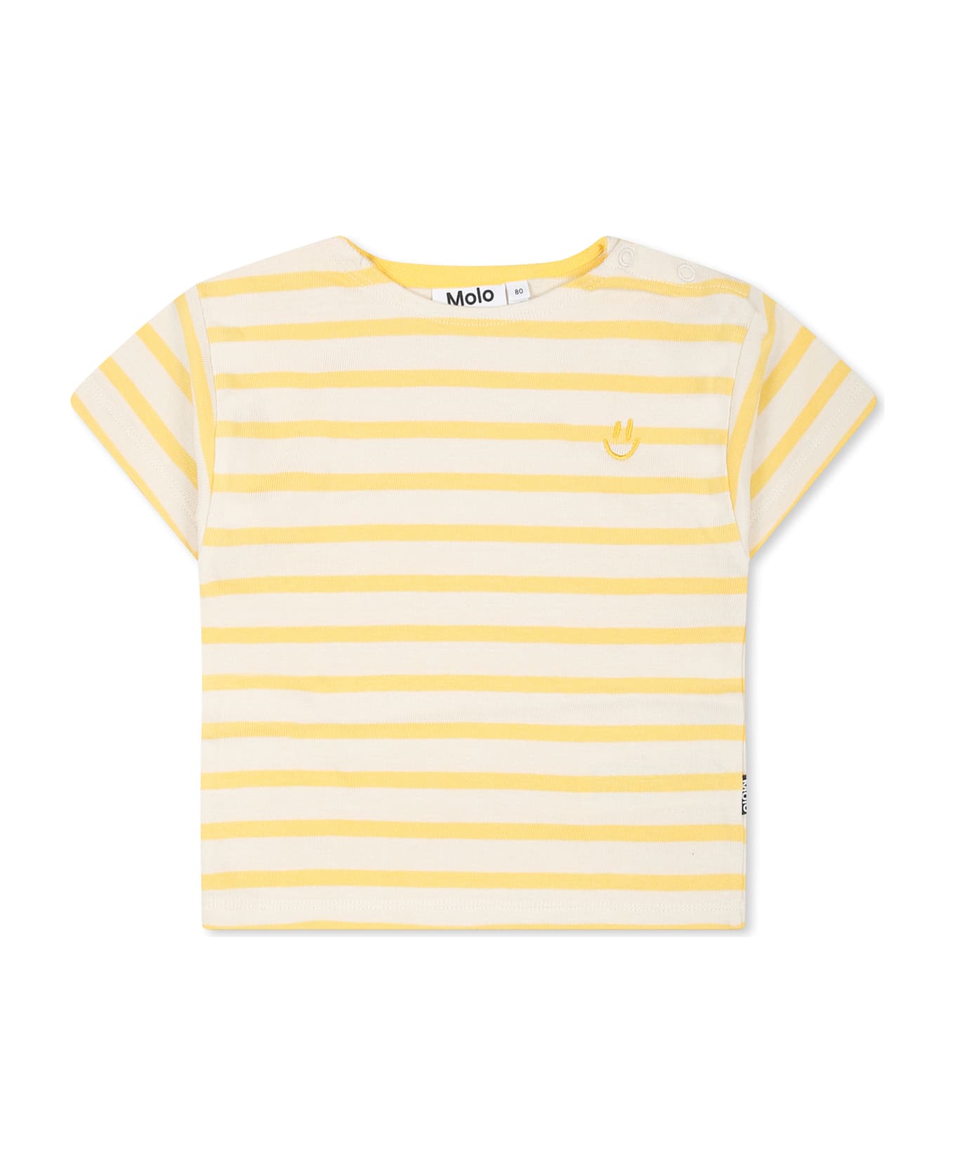 Molo Ivory T-shirt For Babykids With Smiley - Ivory