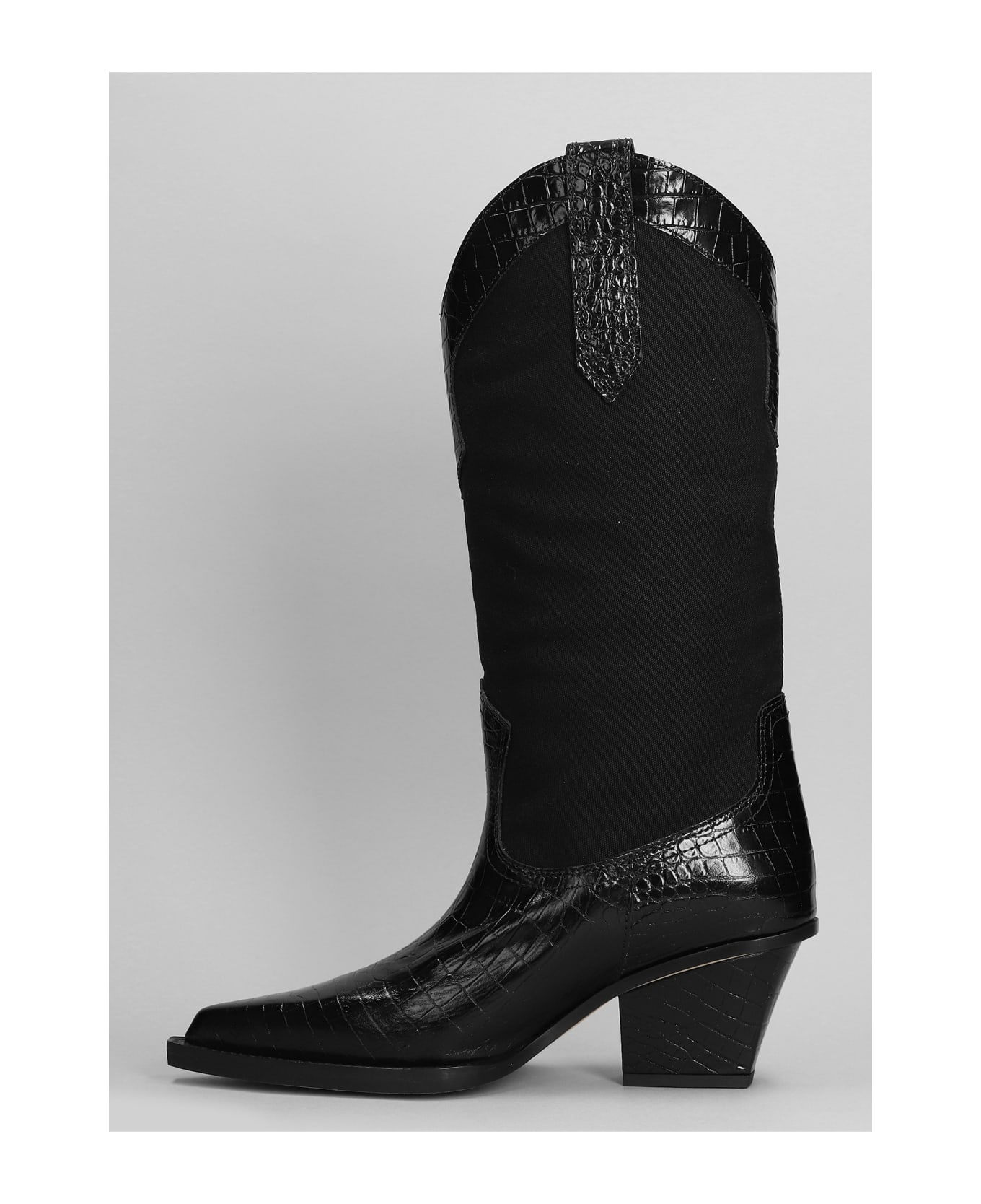 Paris Texas Rosario Texan Boots In Black Leather And Fabric - black ブーツ