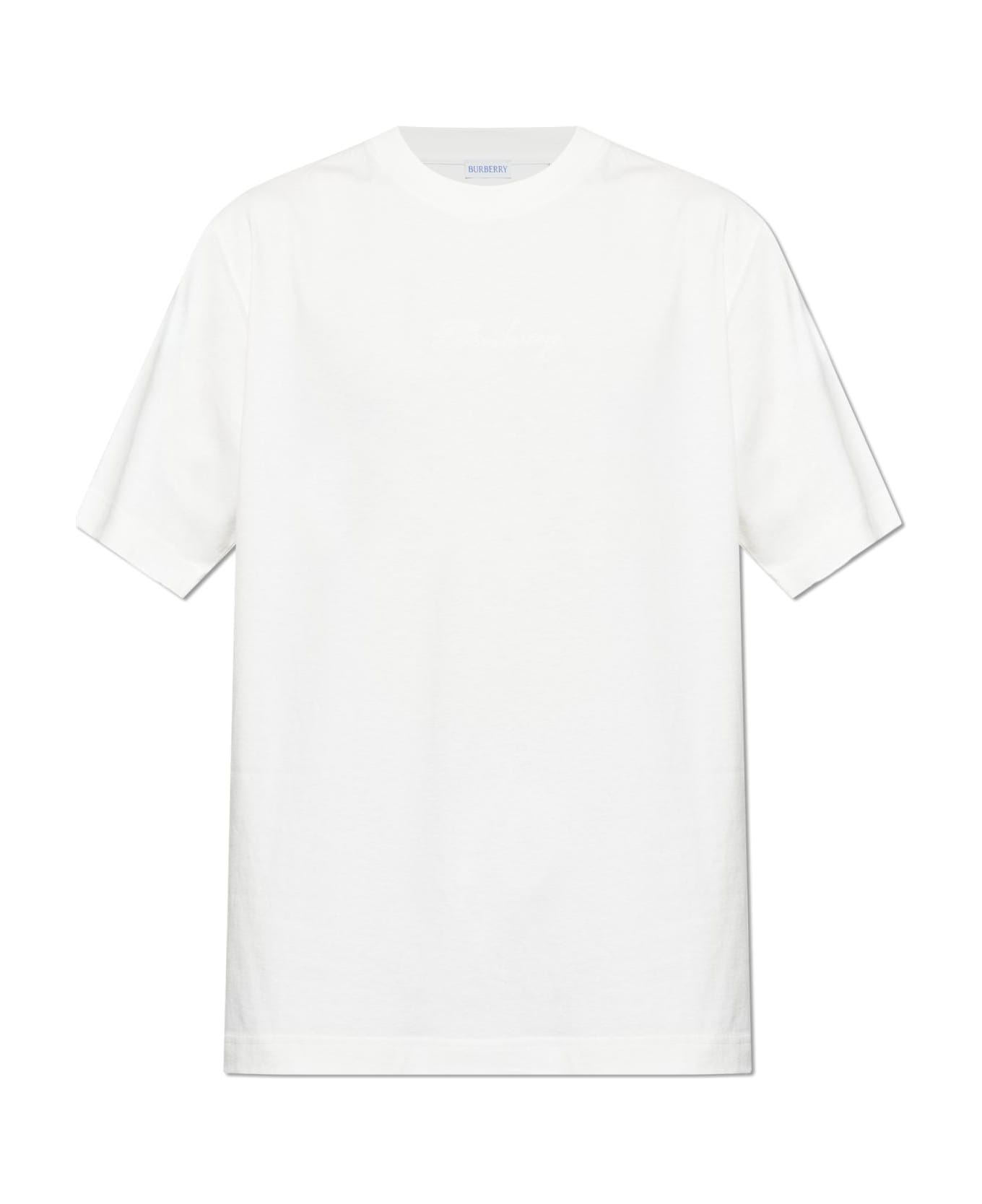 Burberry T-shirt With Embroidered Logo - CHALK