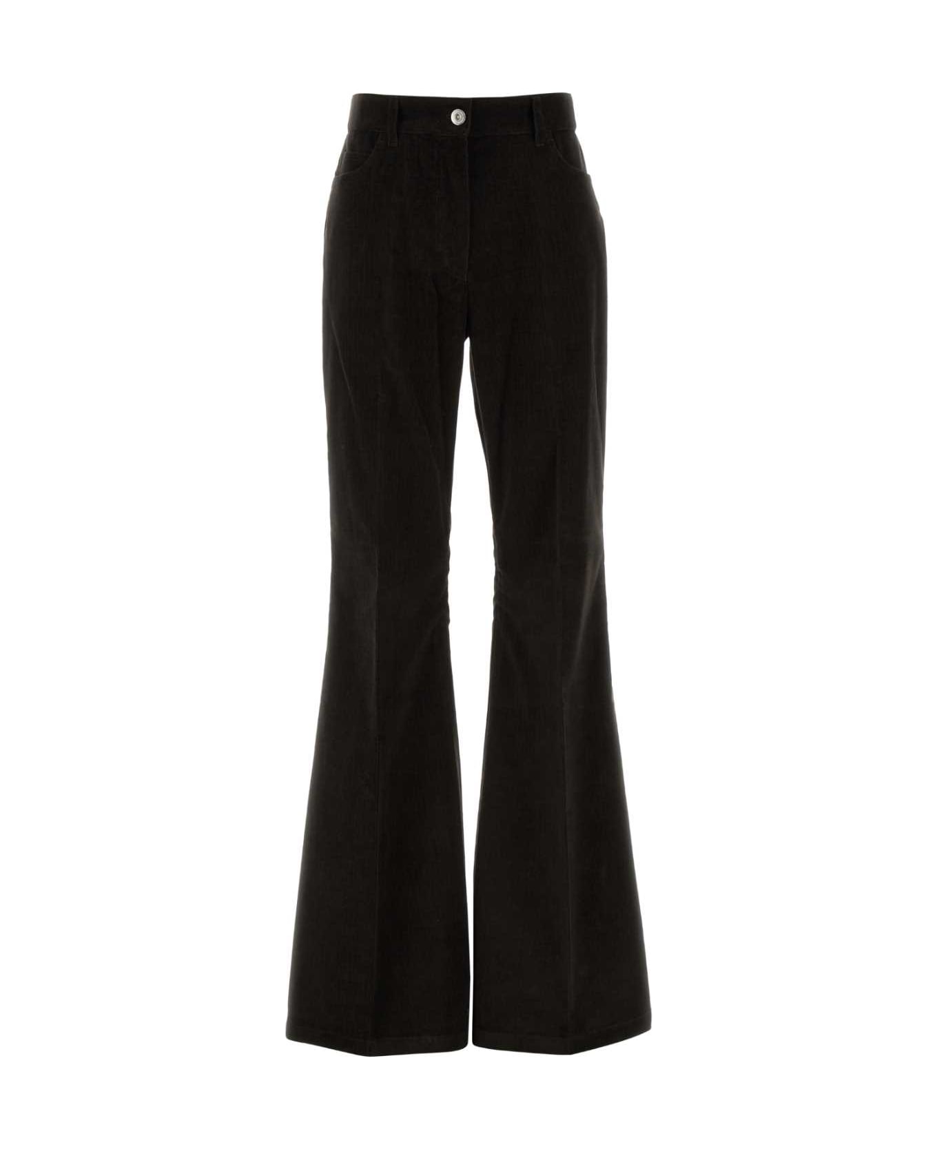 Ferragamo Dark Brown Corduroy Flared Pant - DARKEXPRESSO