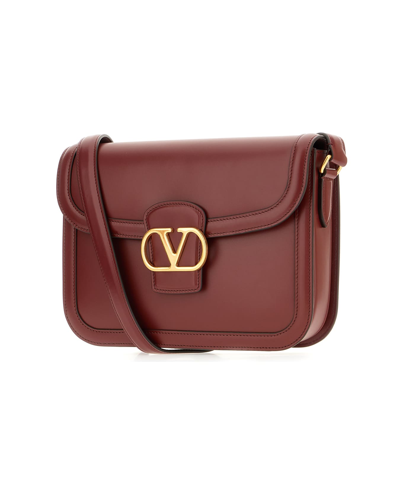 Valentino Garavani Burgundy Leather 9to5 Crossbody Bag - RED