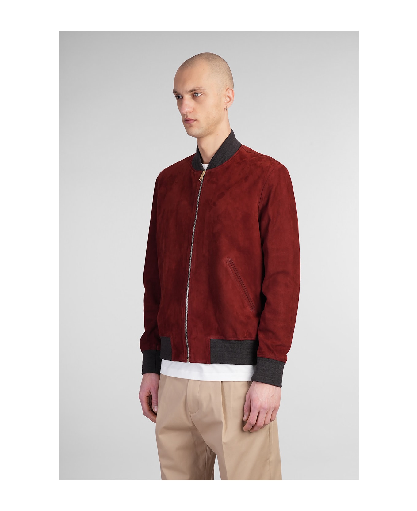 Paul Smith Bomber In Red Suede - red