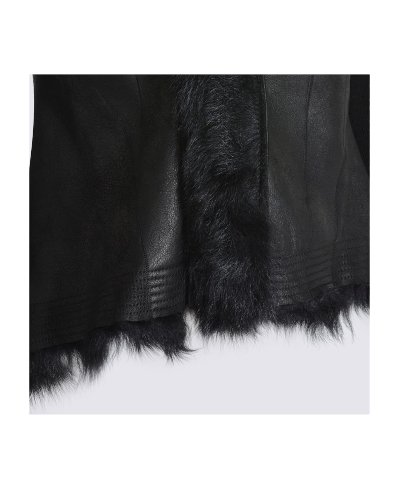 Rick Owens Black Leather Jacket - Black