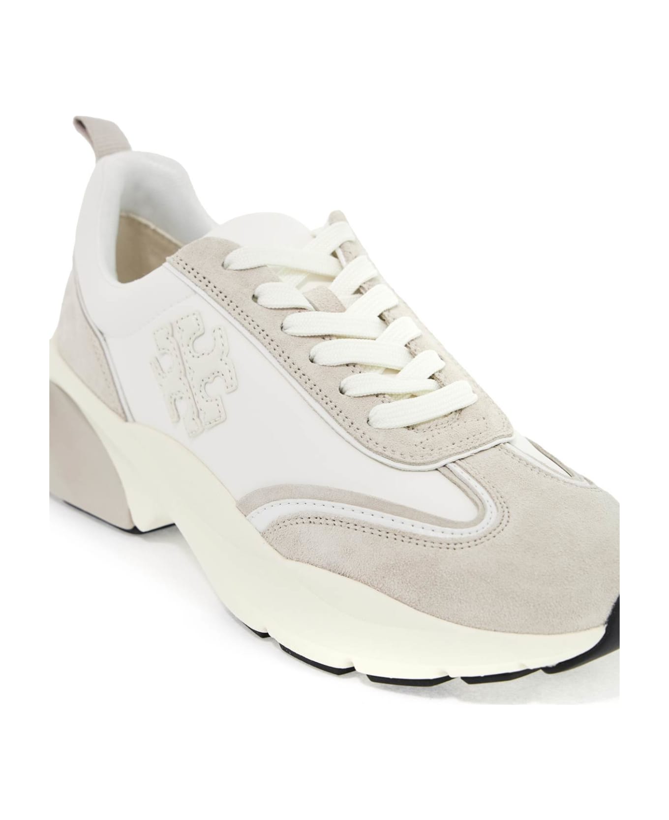 Tory Burch Good Luck Leather Sneakers - BIANCO / BIANCO / FOSSIL STONE (White)