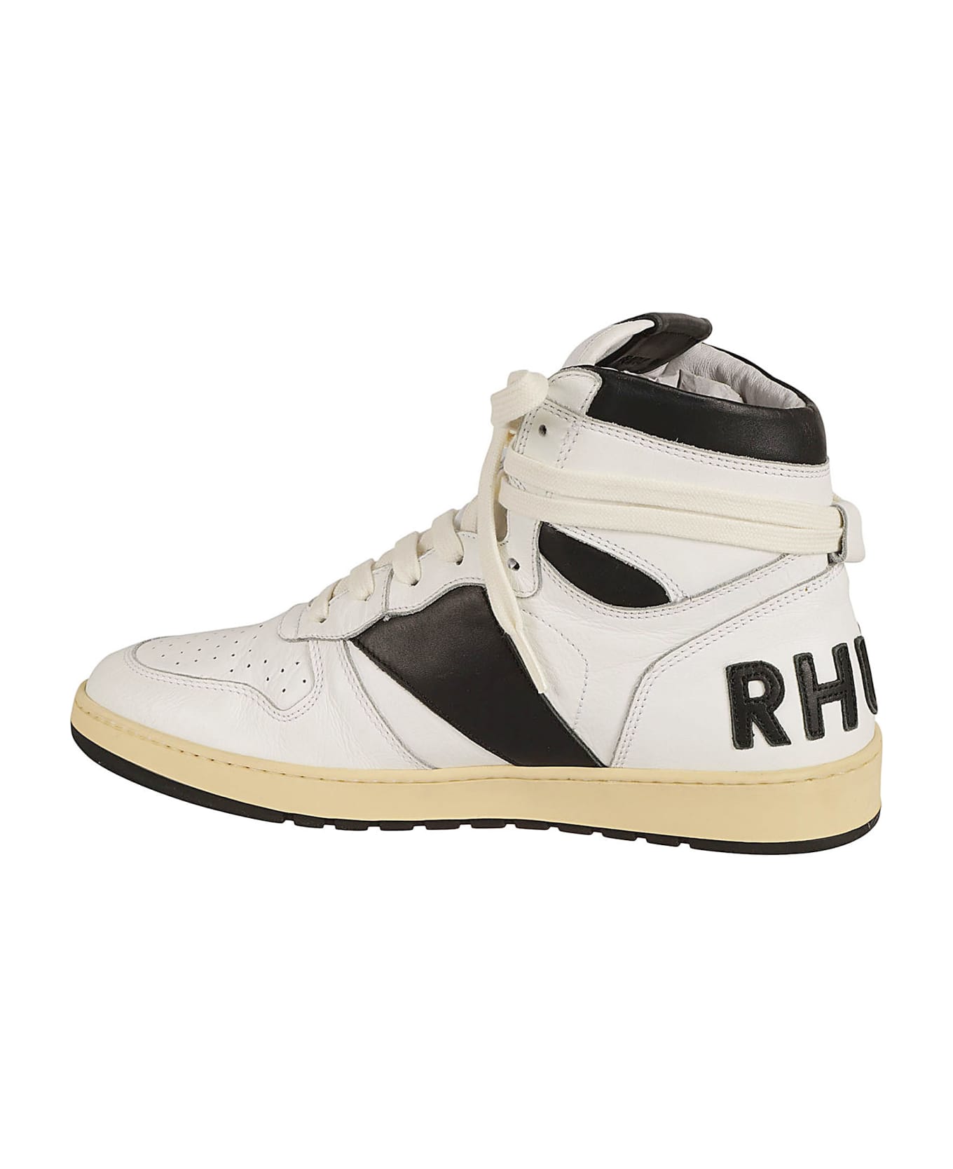 Rhude Logo Embossed High Sneakers - White/Black