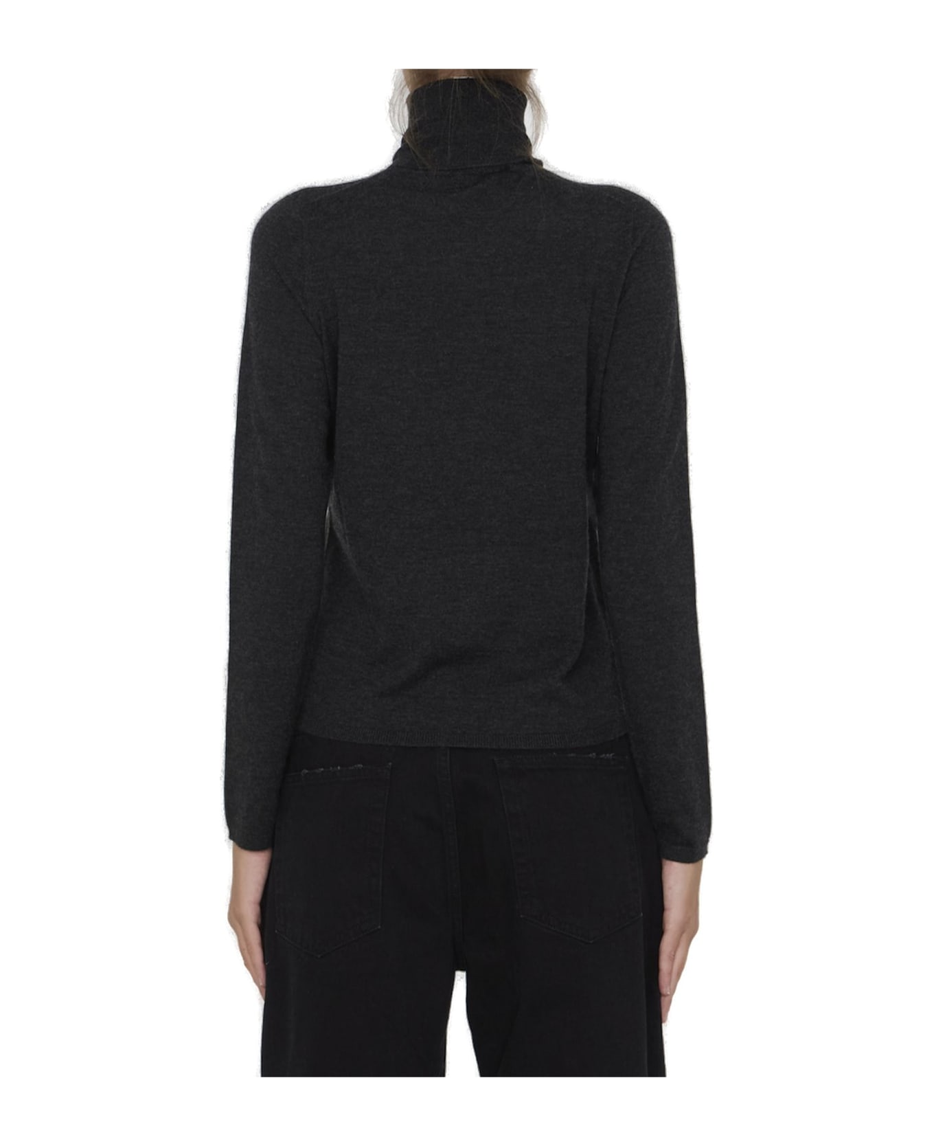 Max Mara Turtleneck Long-sleeved Knitted Top - Grey