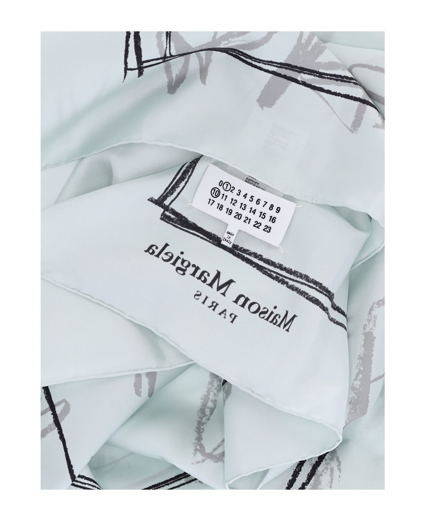 Maison Margiela 'numeric' Silk Scarf - Light Blue