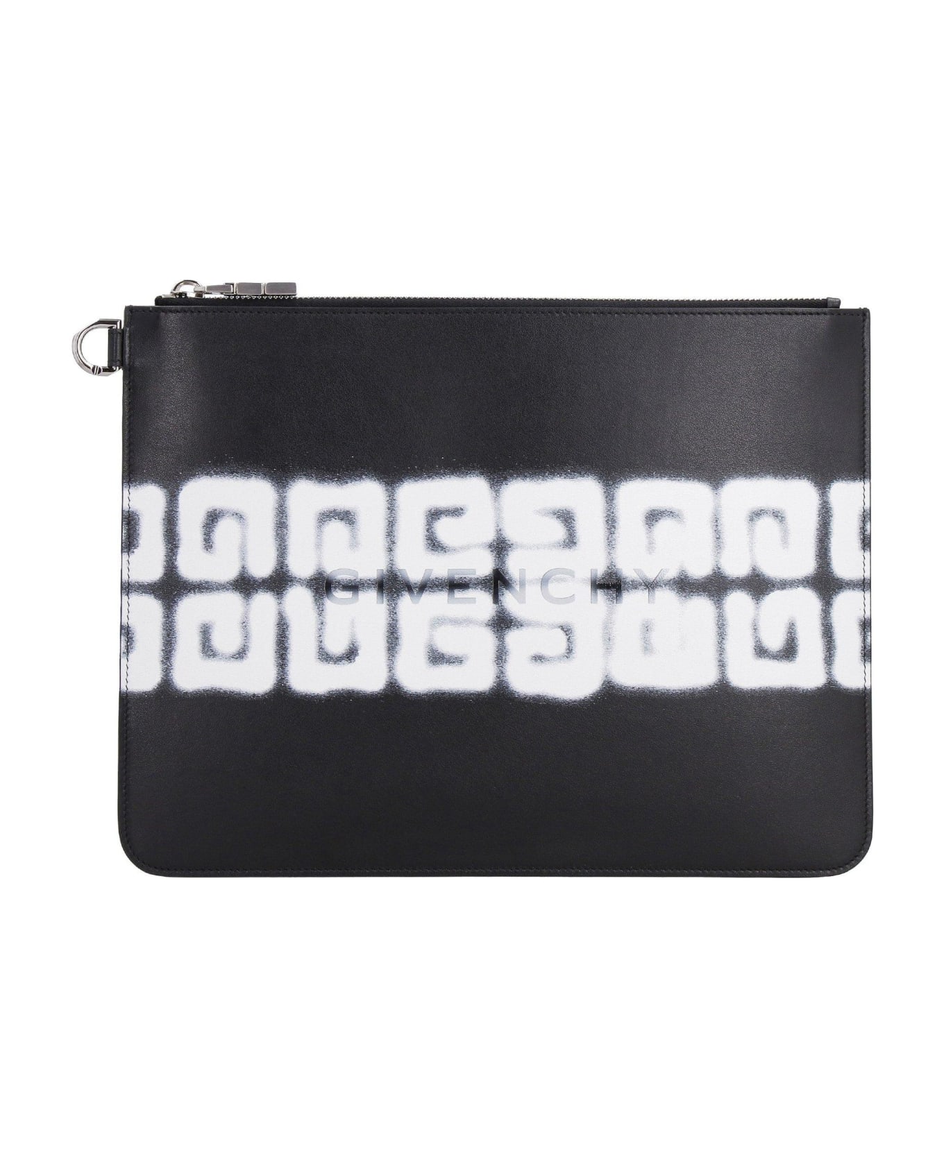 Givenchy 4g Tag Effect Printed Large Pouch - BLACK