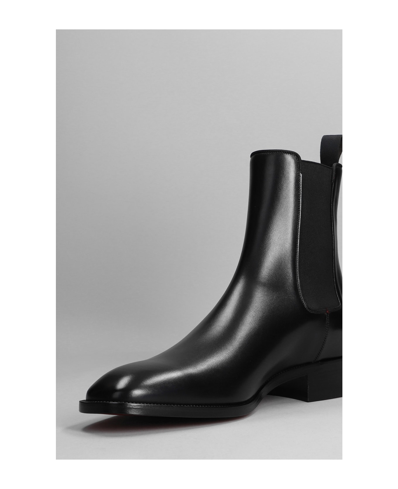 Christian Louboutin Samson Flat Ankle Boots In Black Leather - black