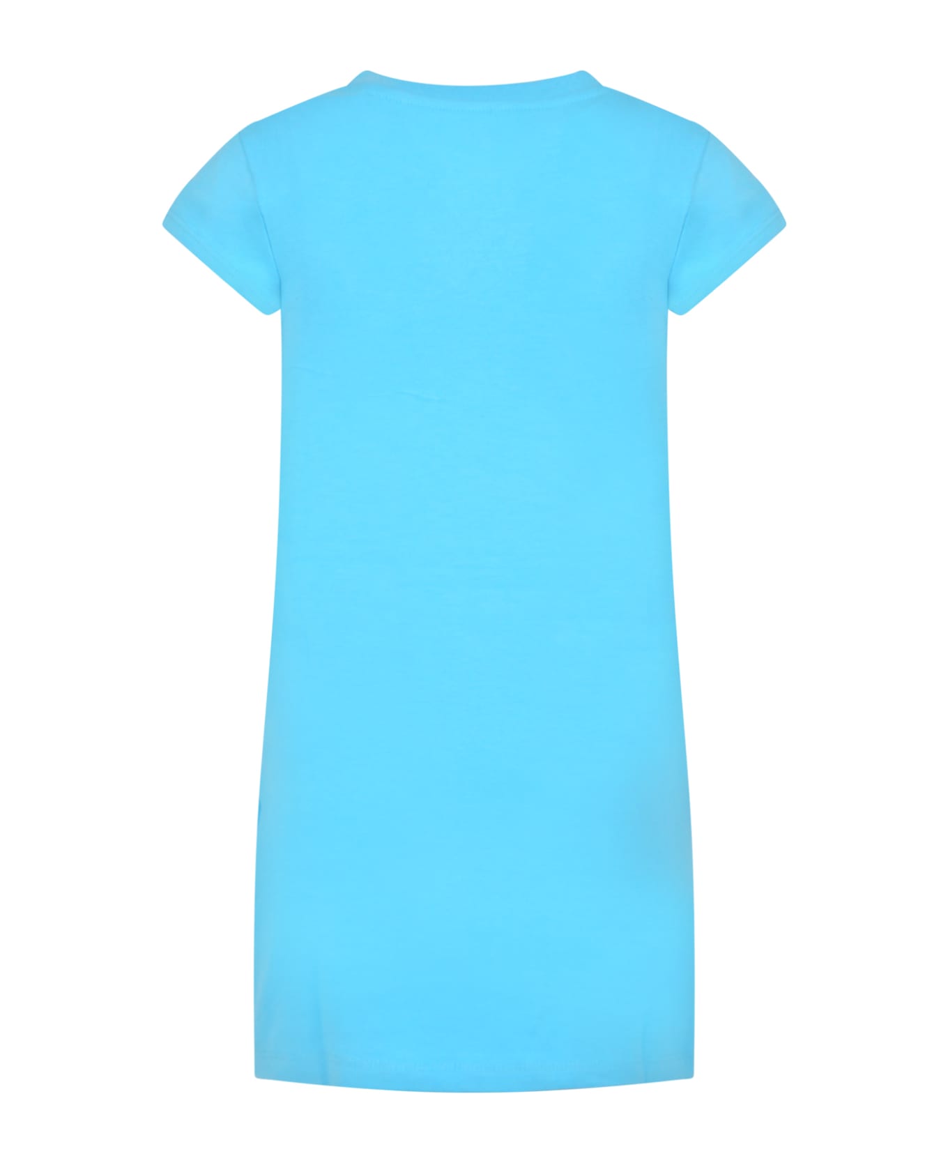 Nike Light Blue Dress For Girl With Iconic Swoosh - Light Blue