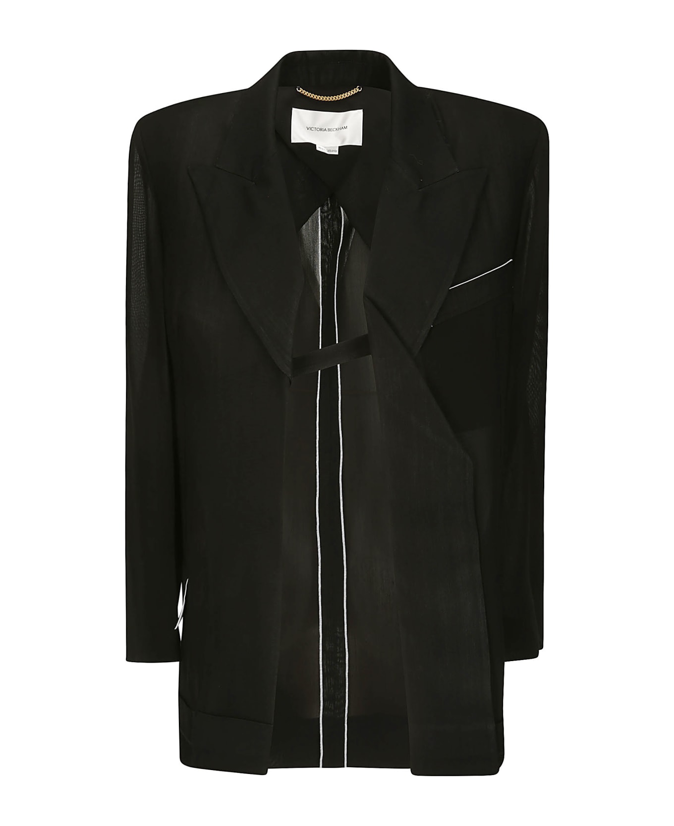 Victoria Beckham Fold Detail Tailored Jacket - BLACK