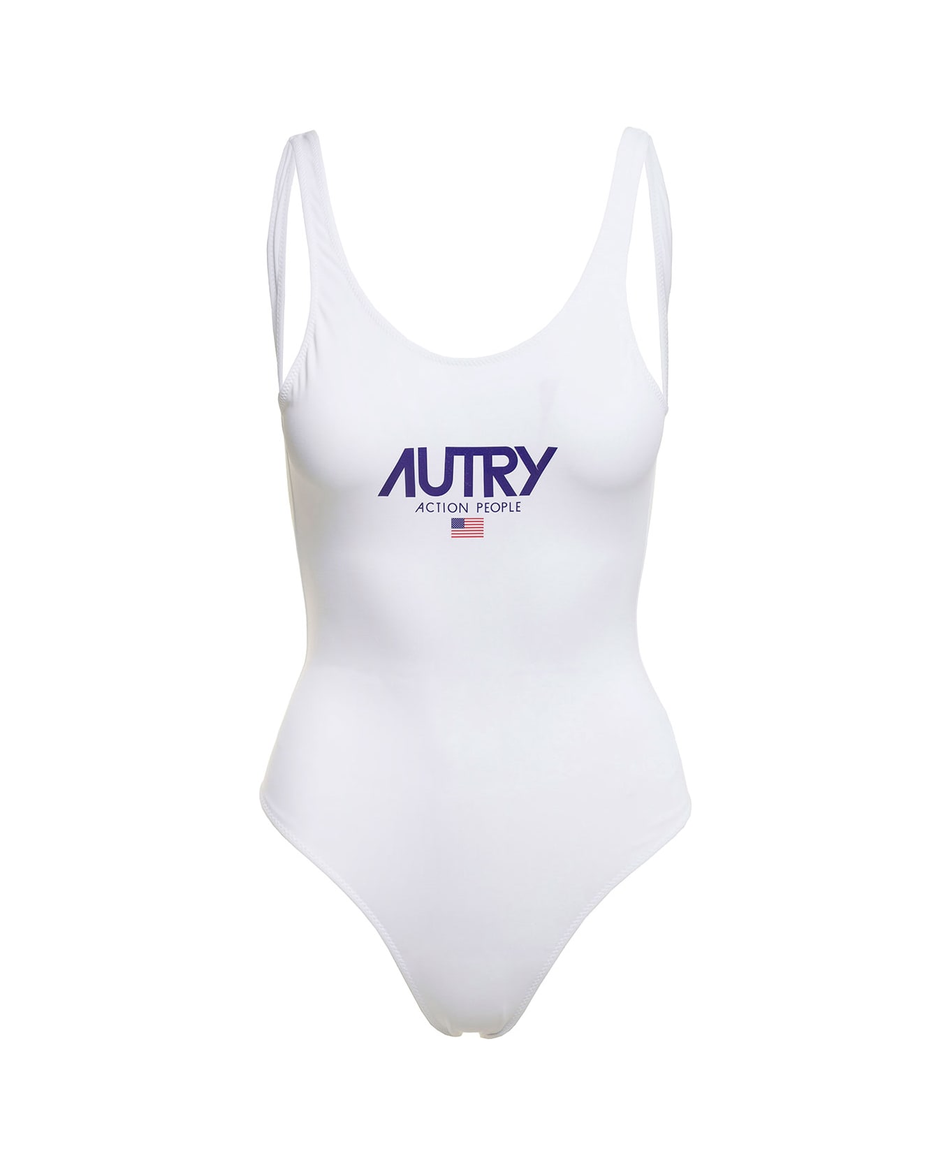 Autry White Swimsuit With Logo In Polyamide Woman - White 水着