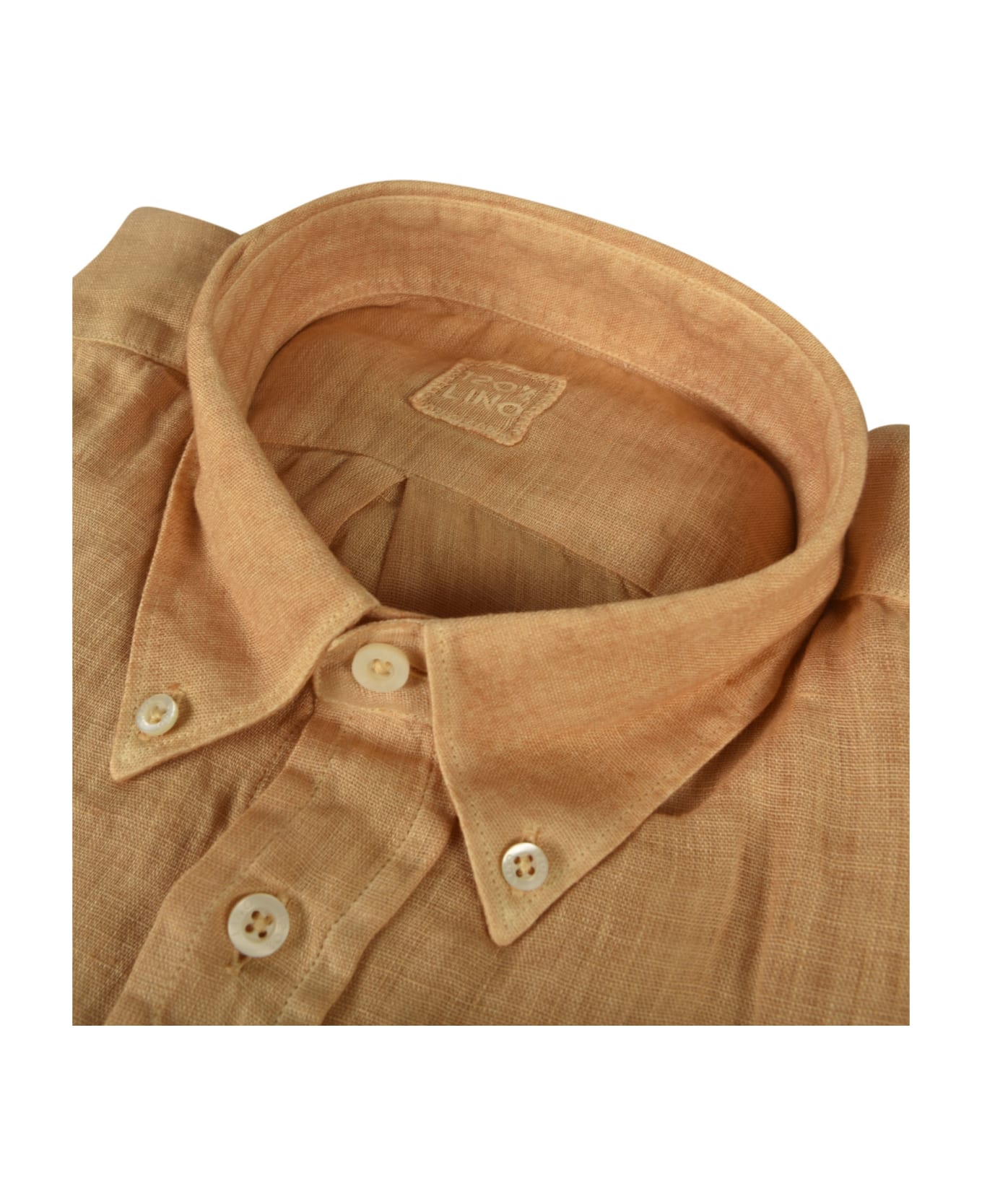 120% Lino Regular Fit Button Down Shirt - Caramel Soft Fade