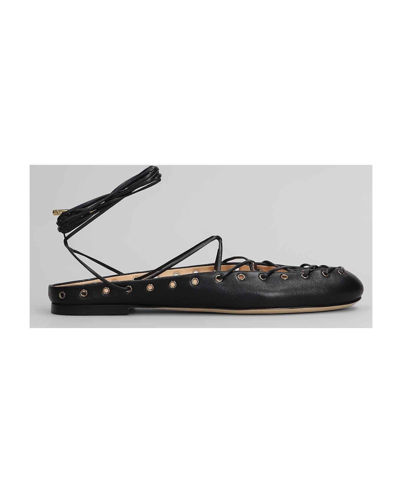 Chloé Ghillies Ballet Flats In Black Leather - black