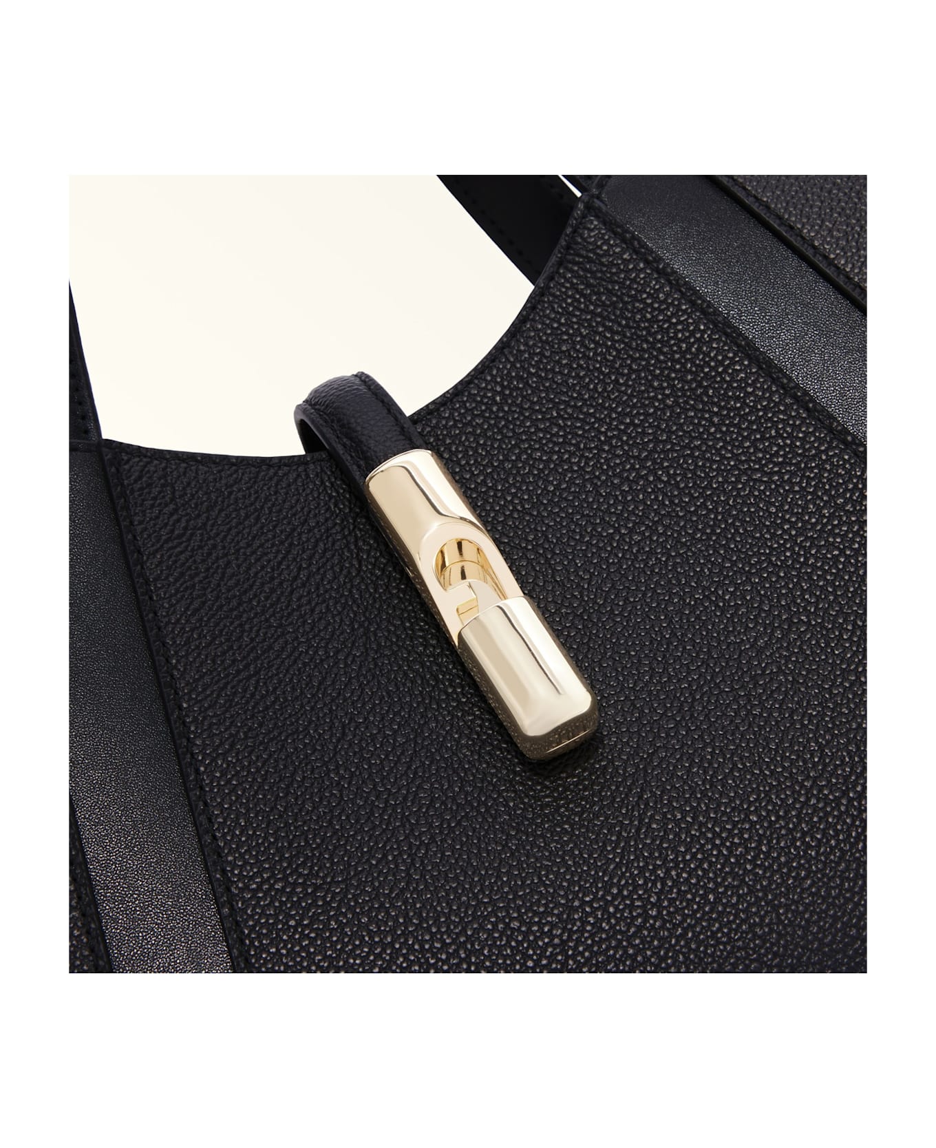 Furla Goccia S Leather Tote Handbag, Black - black