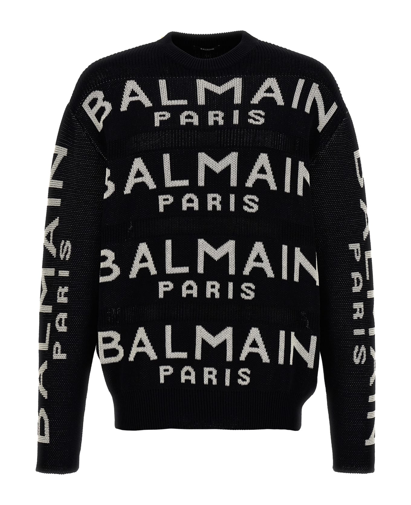 Balmain All-over Logo Sweater - White/Black