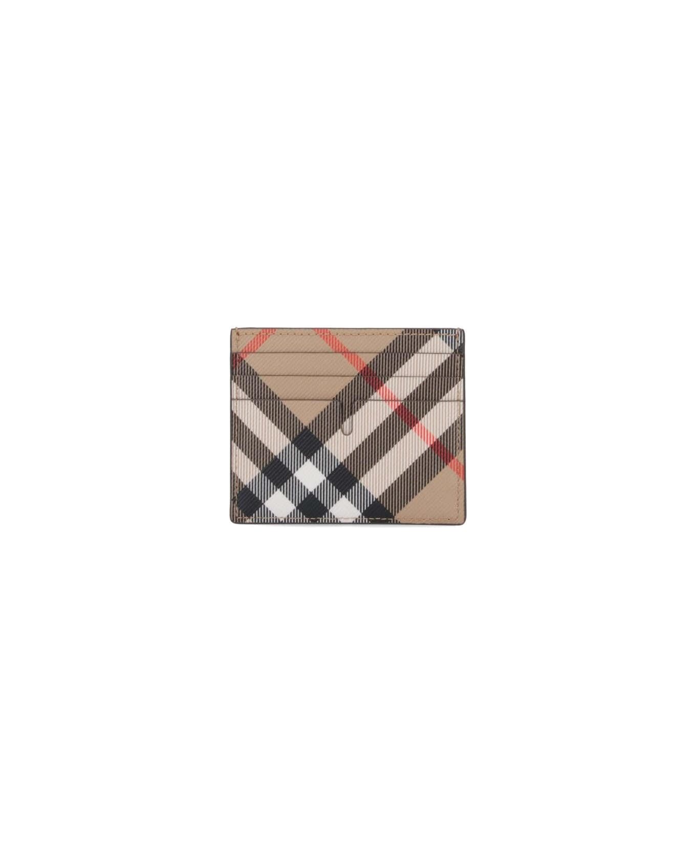 Burberry Vertical Card Holder 'check' - NEUTRALS 財布