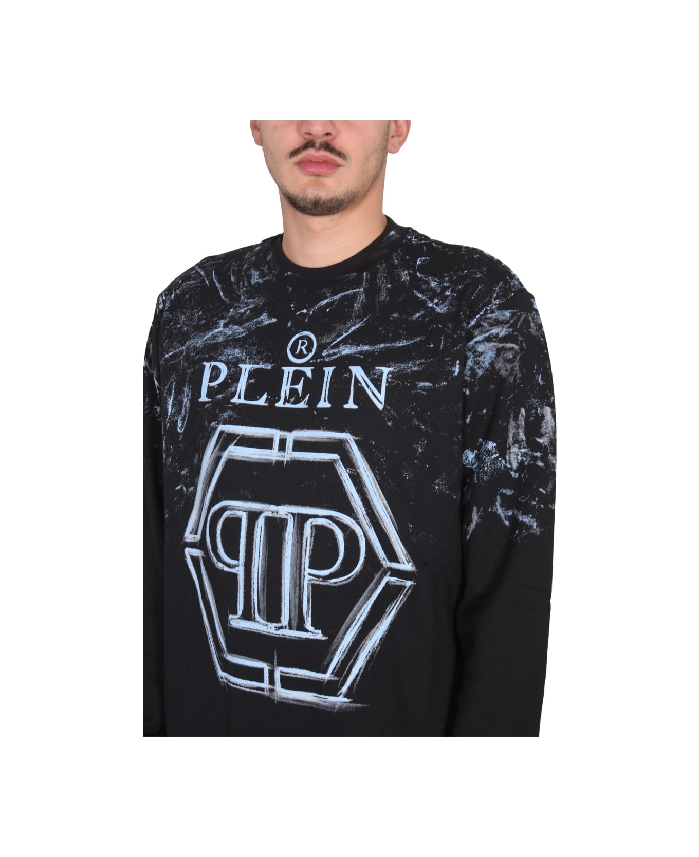 Philipp Plein Sweatshirt With Logo Print - BLACK フリース