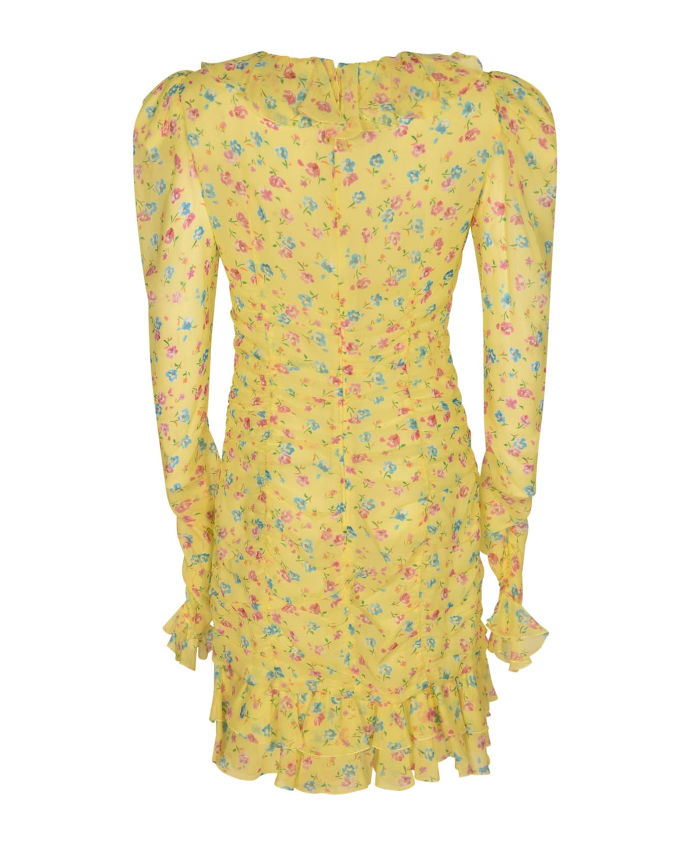 Alessandra Rich Georgette Draped Mini Dress - Yellow