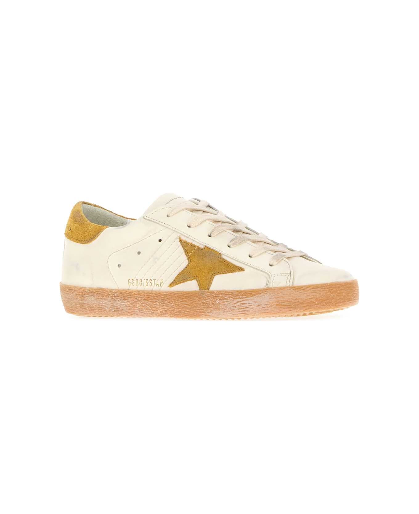 Golden Goose White Leather Superstar Classic Sneakers - WHITEOCRA