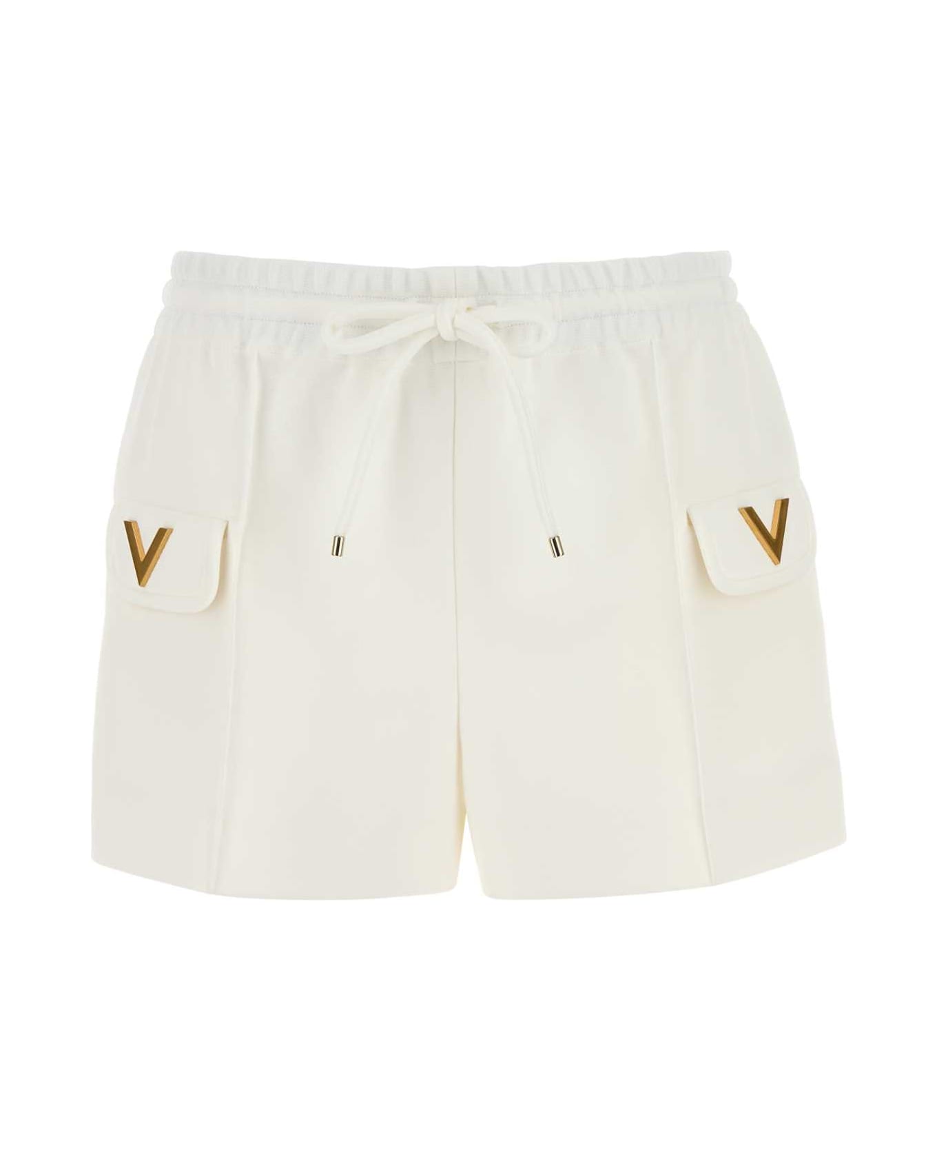 Valentino Garavani White Stretch Piquet Shorts - AVORIO