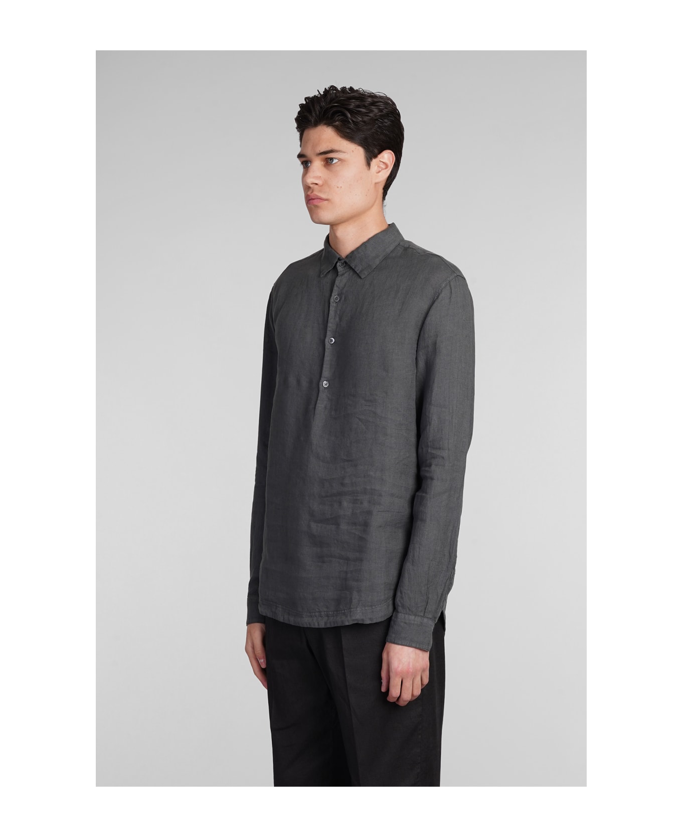 Barena Pavan Shirt In Grey Linen - grey