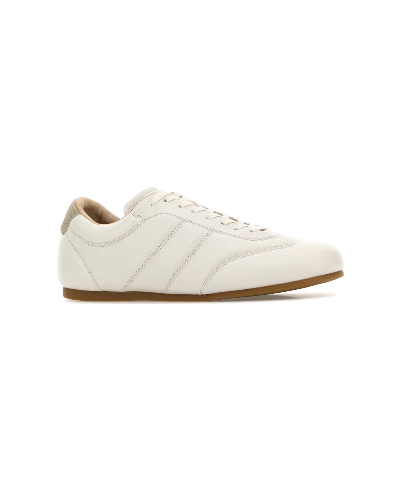 Lemaire White Leather Sneakers - BEIGE