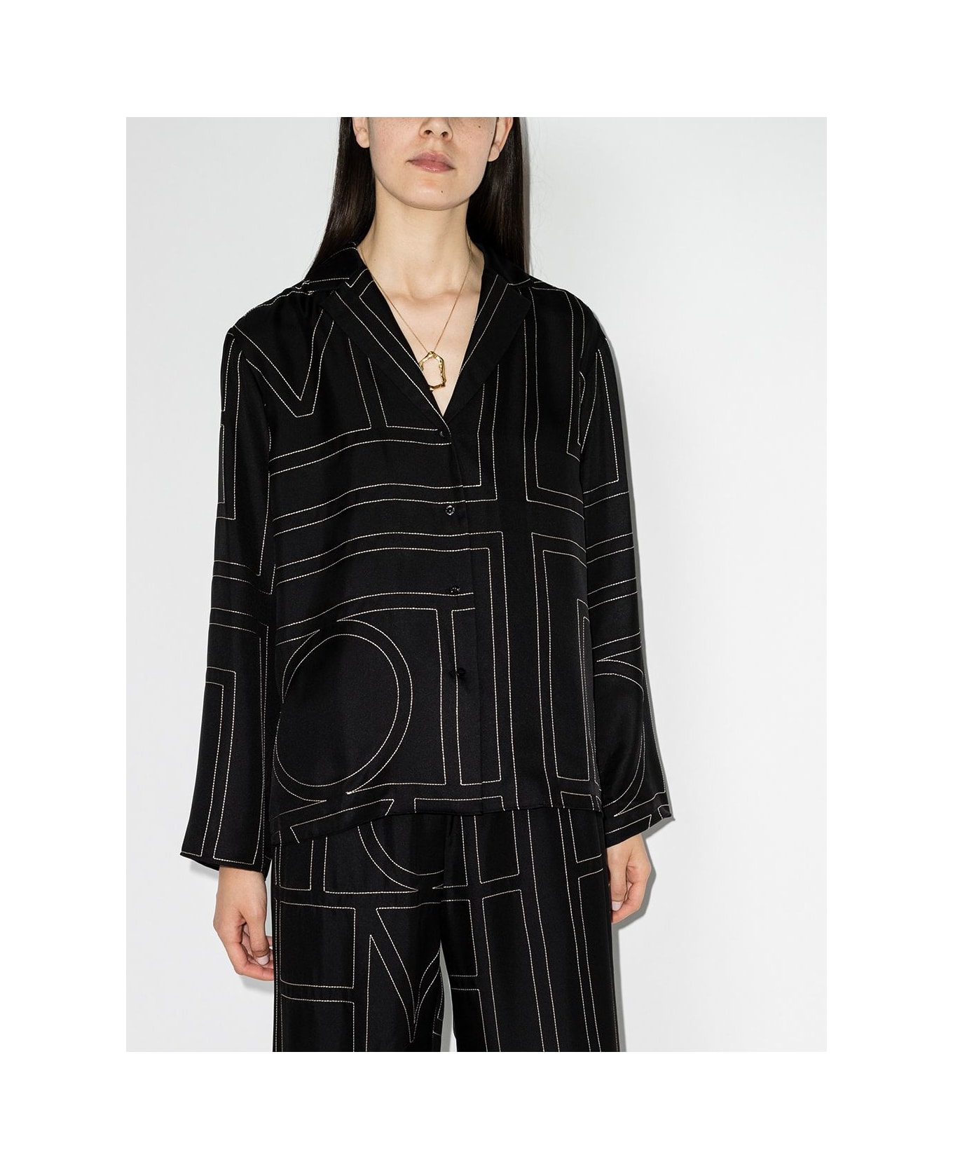 Totême Silk Pajama Shirt - Black