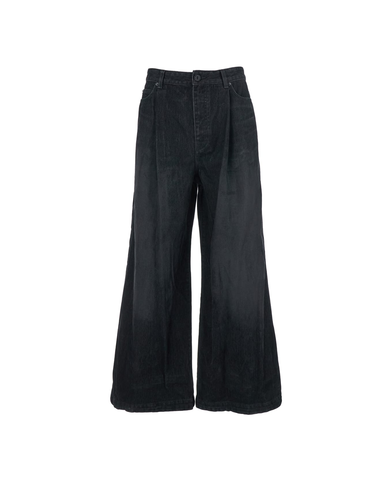 Juun.J Velvet-like Denim Wide Pants - Black