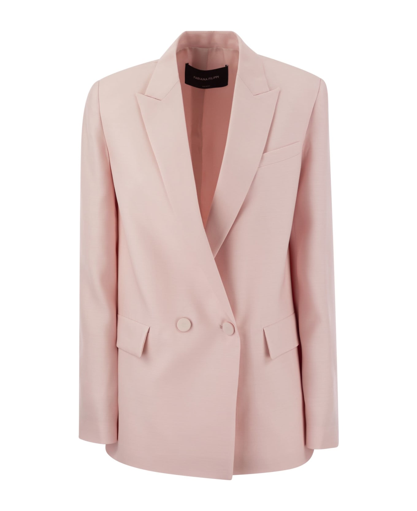 Fabiana Filippi Double-breasted Jacket In Wool And Silk - Pink ブレザー