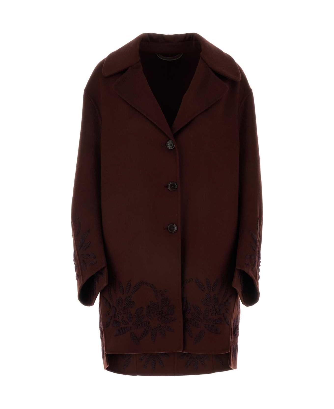 Ermanno Scervino Burgundy Wool Coat - DEEPMAHOG