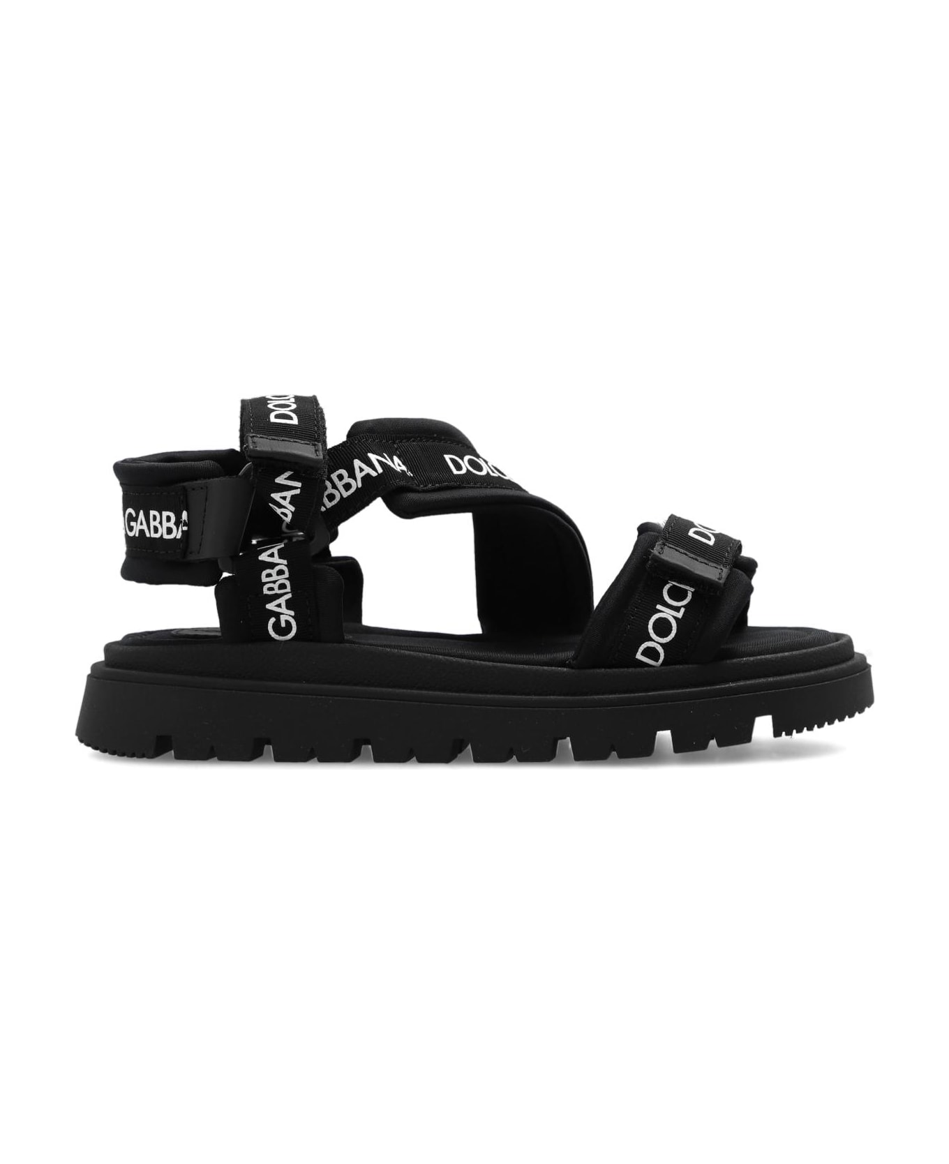 Dolce & Gabbana Kids Sandals With Logo - Nero Bianca シューズ
