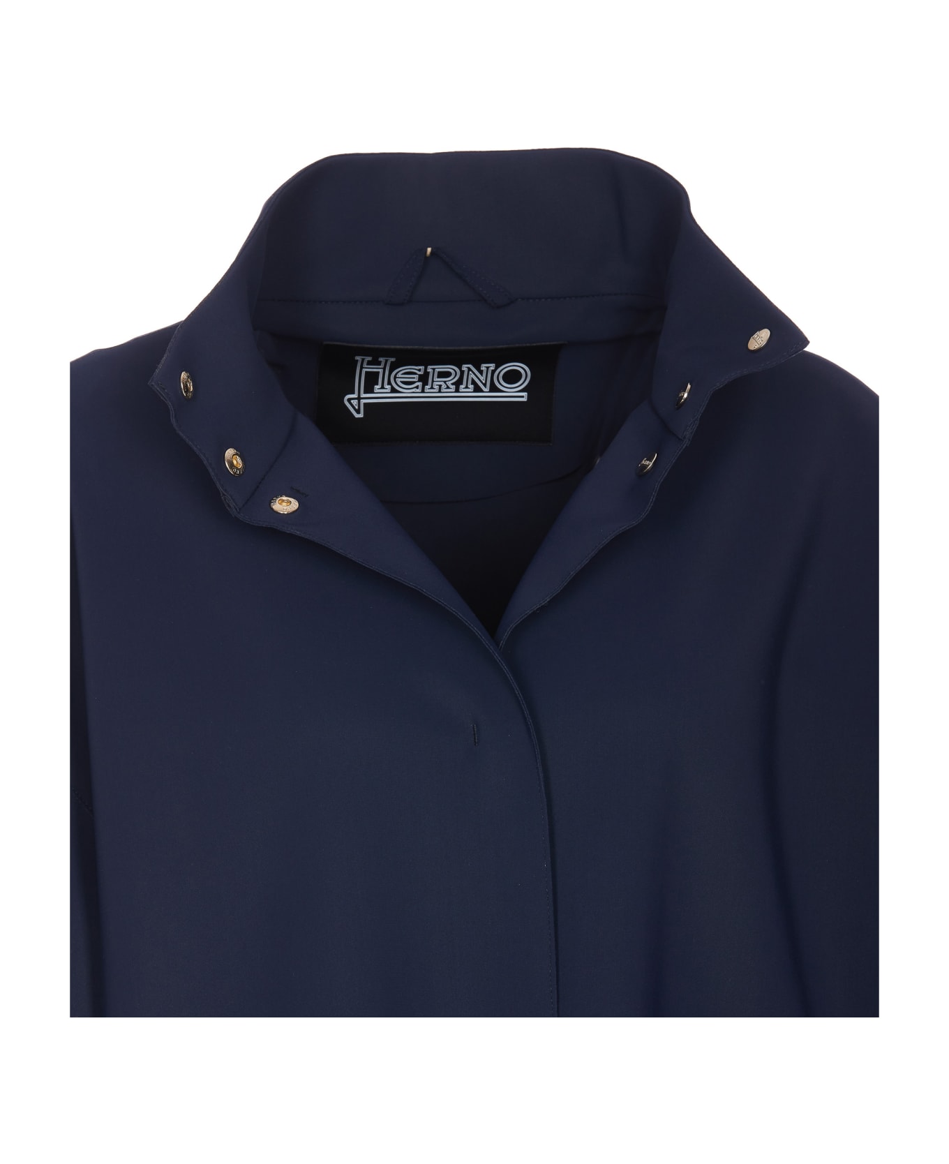 Herno High-neck Long Sleeved Coat - BLU NAVY