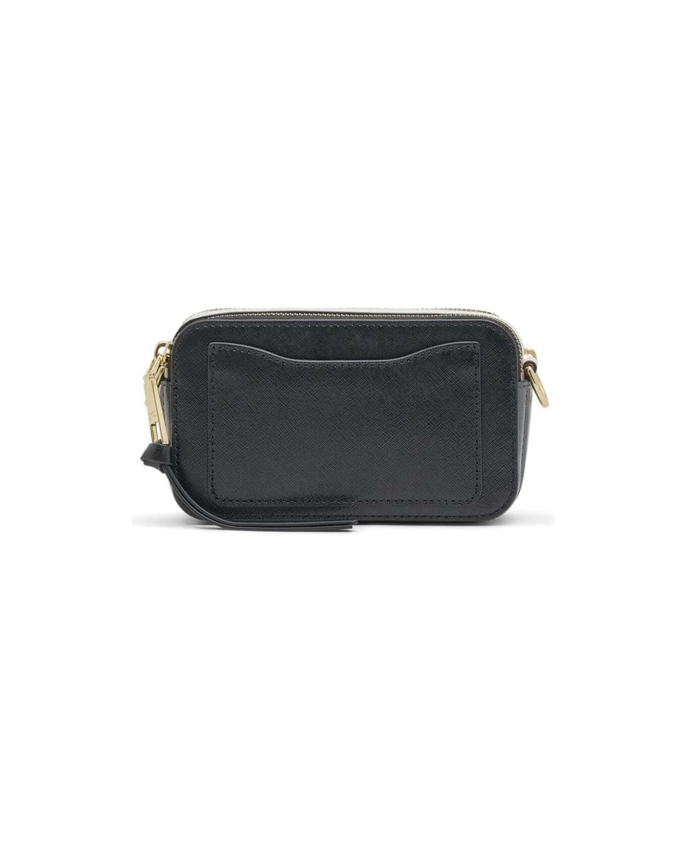 Marc Jacobs 'the Snapshot' Black Shoulder Bag With Metal Logo At The Front In Leather Woman - Black ショルダーバッグ