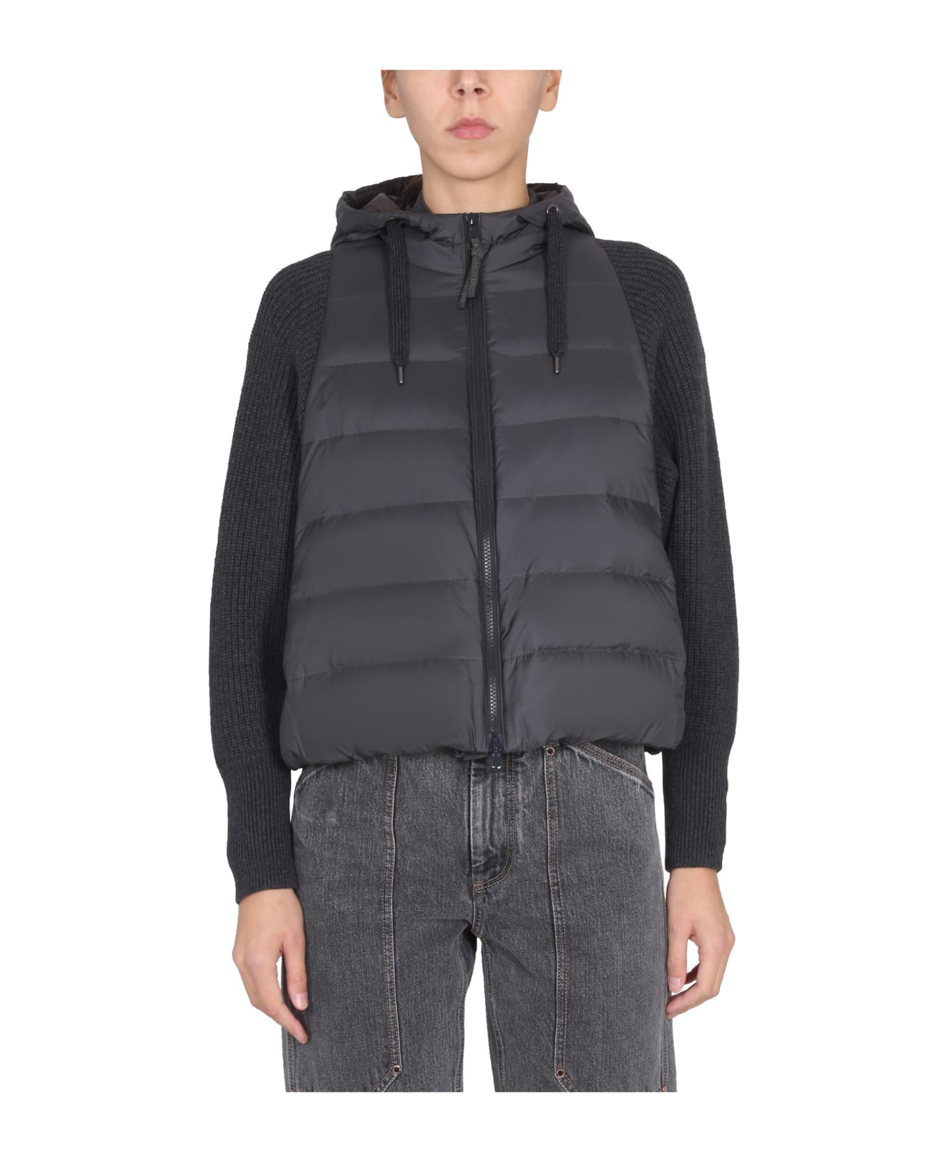 Brunello Cucinelli Down Jacket With Hood - Lignite